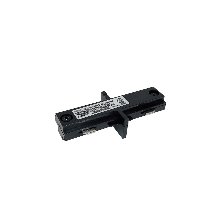 Nora NT-310B Straight Connector for One-Circuit Track, Black Finish
