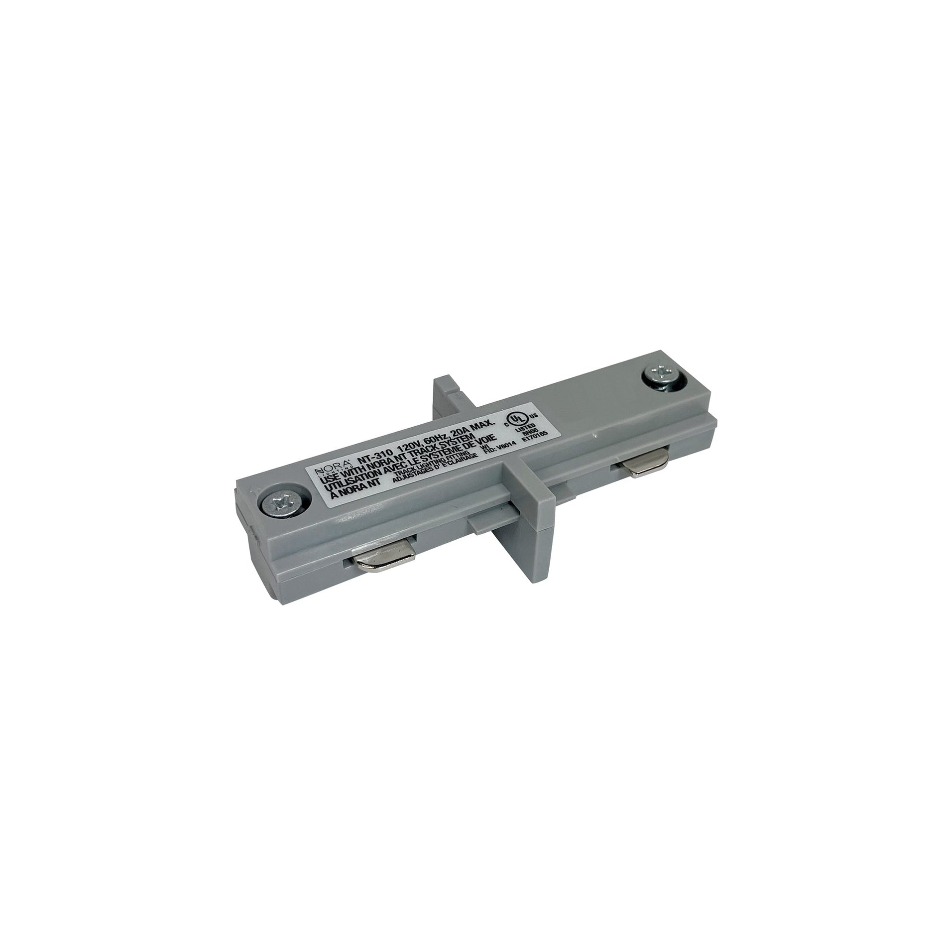 Nora NT-310S Straight Connector for One-Circuit Track, Silver Finish