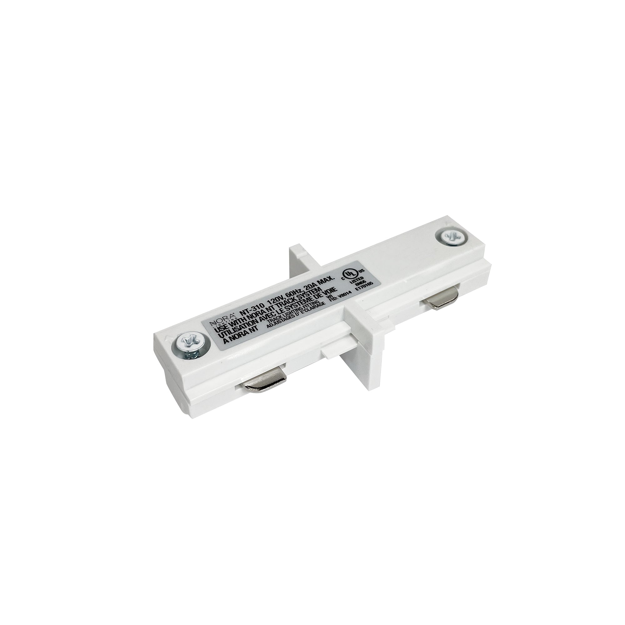 Nora NT-310W Straight Connector for One-Circuit Track, White Finish