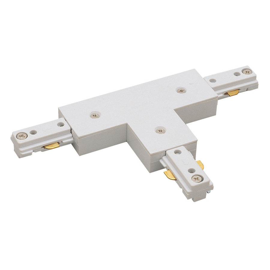 Nora NT-314W/L T-Connector for One-Circuit Track (Left Polarity), White Finish