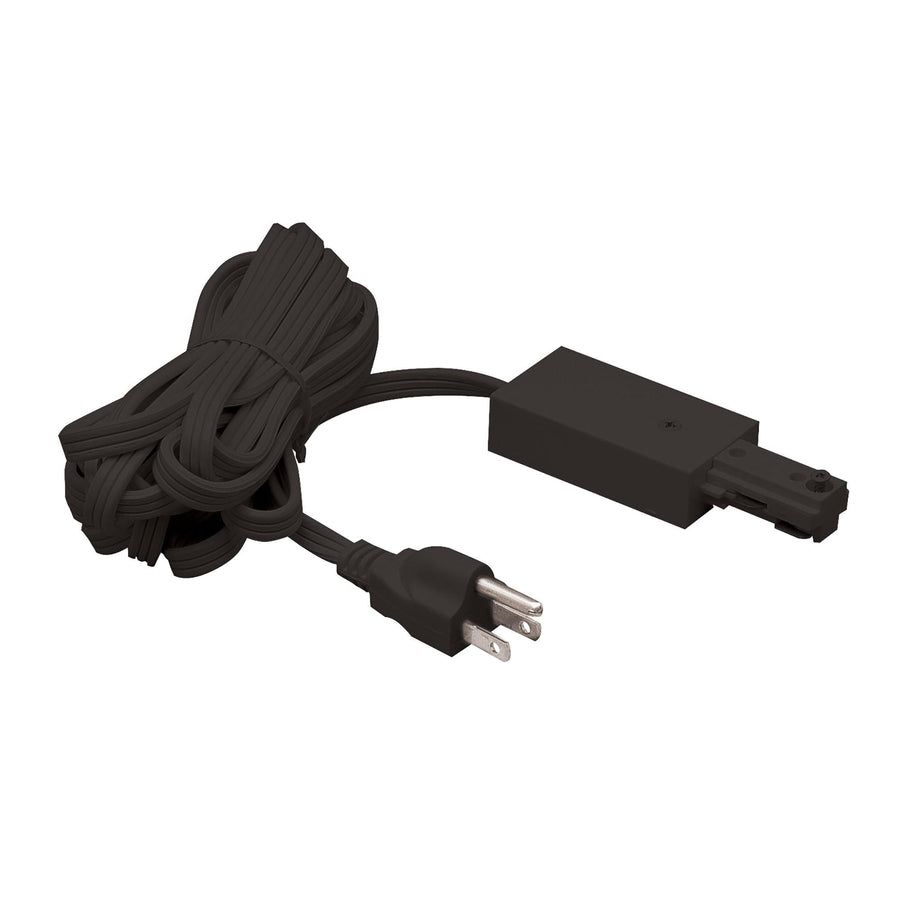 Nora NT-321B Live End Feed with 12 ft Cord and Plug for One-Circuit Track, Black Finish