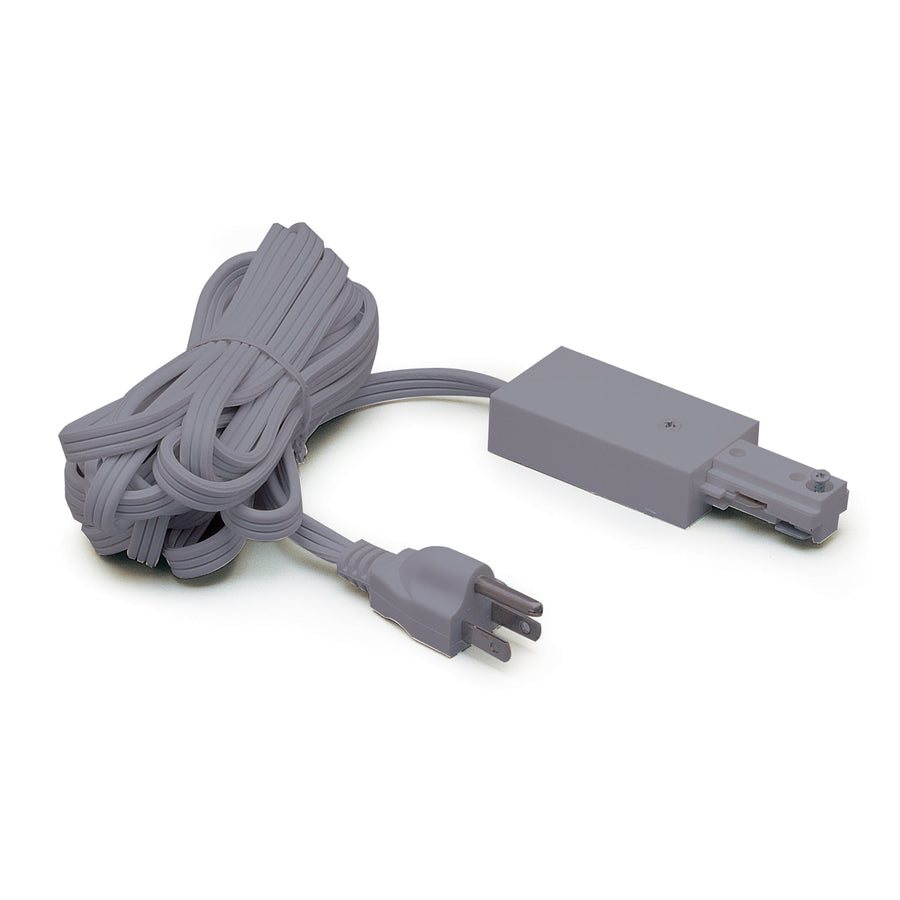 Nora NT-321S Live End Feed with 12 ft Cord and Plug for One-Circuit Track, Silver Finish