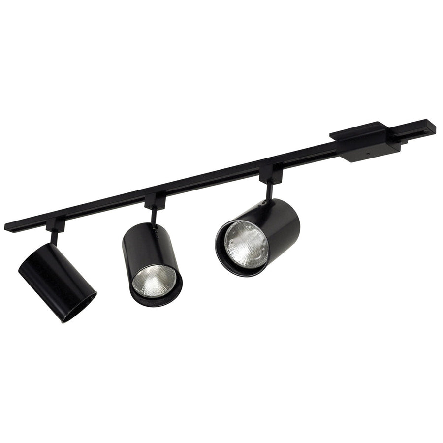 Nora NTL-151B 4-ft Track Pack with (3) Flat Back Cylinder PAR30 Track Heads, Black
