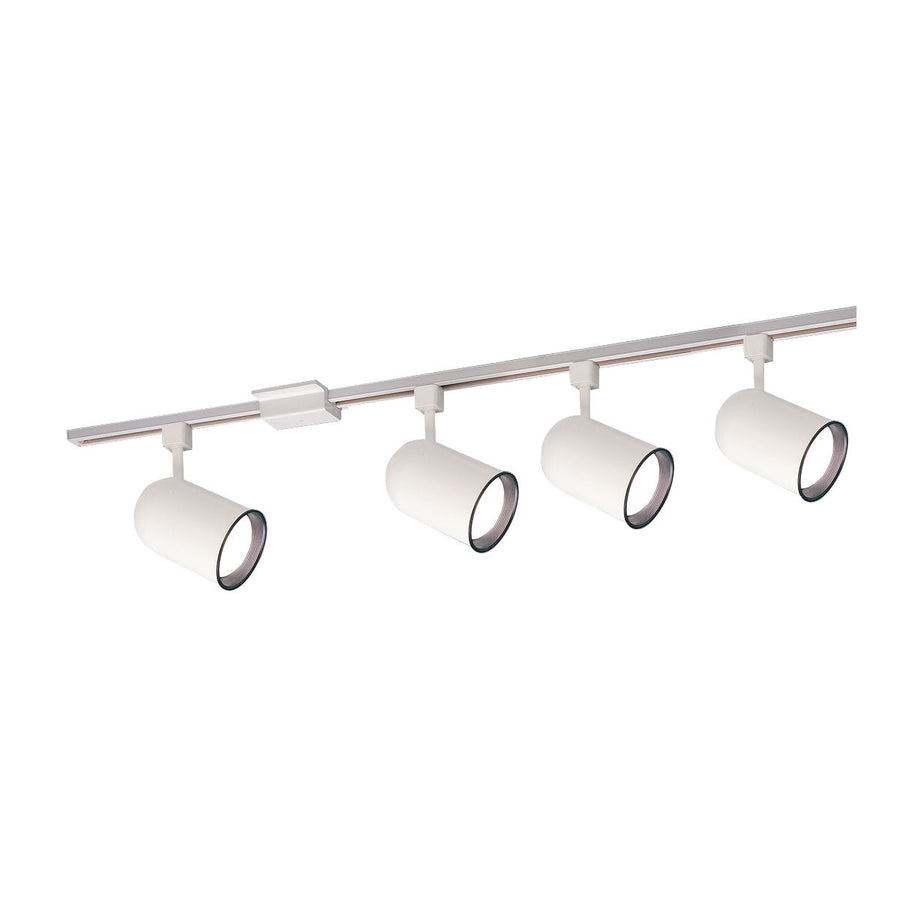 Nora NTL-156/4H 4-ft Track Pack with (4) Round Back Cylinder PAR30 Track Heads, White