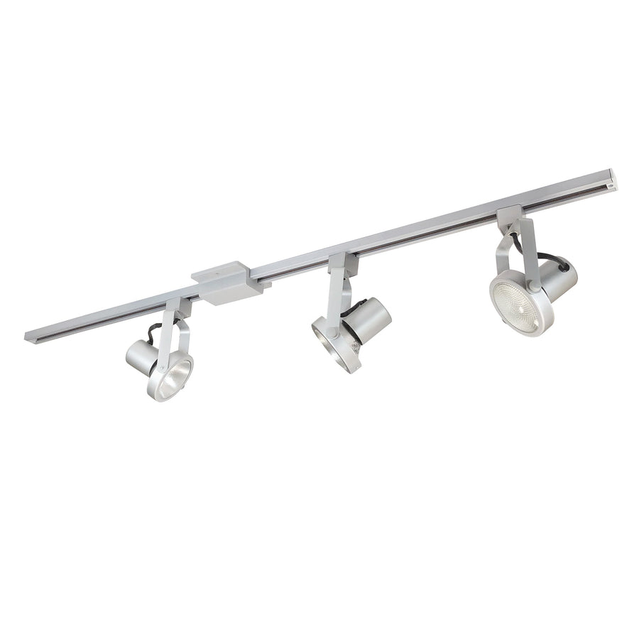 Nora NTL-158S 4-ft Track Pack with (3) Gimbal Ring PAR30 Track Heads, Silver