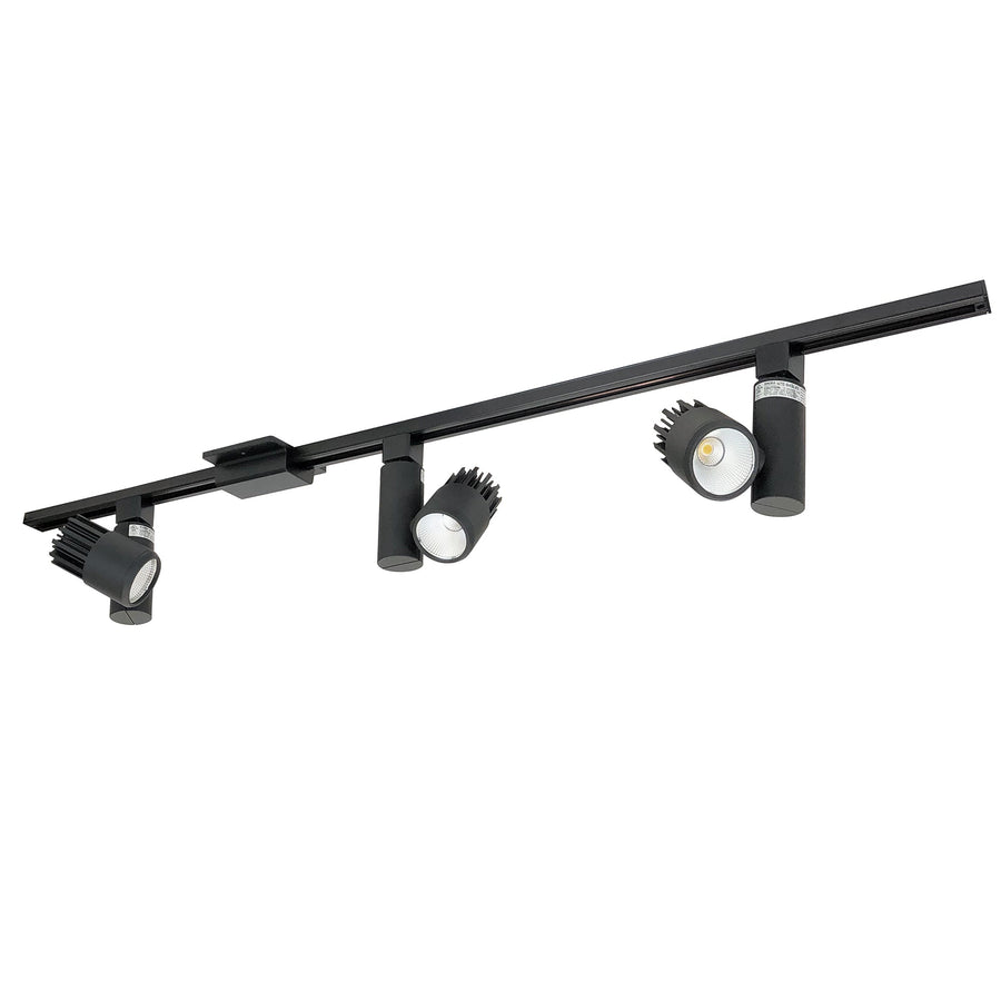 Nora NTLE-845930B 4-ft Track Pack with (3) Aiden 1150lm LED Track Heads, 3000K, Black Finish