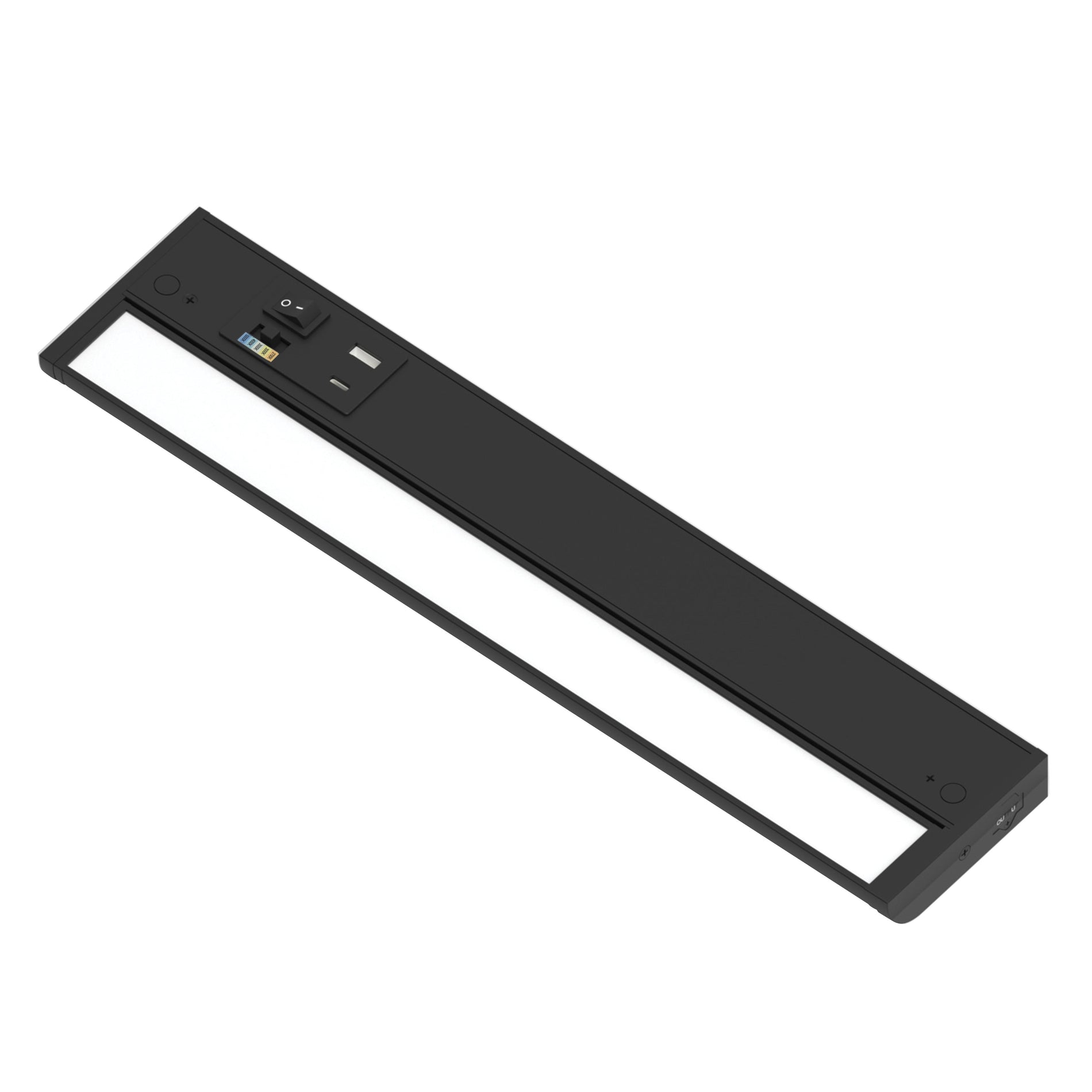 Nora NUDA-16TWB/USB 16 inch 120V Adjustable LEDUR Under Cabinet with Selectable CCT & USB Ports, Black Finish