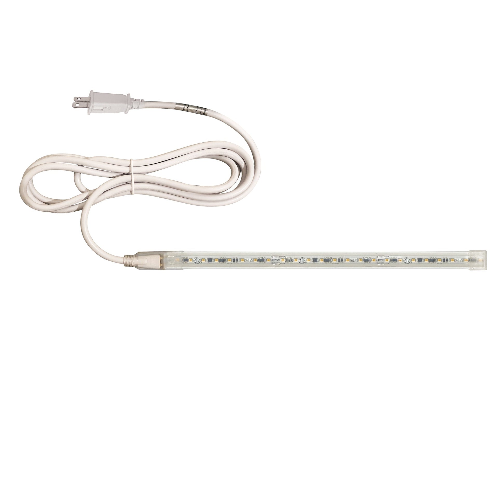 Nora Lighting NUTP13-W6-12-927/CPSP — Custom Cut 6-ft 120V Continuous LED Tape Light, 330lm / 3.6W per foot, 2700K, w/ Mounting Clips and 8' Cord & Plug w/ Surge Protector