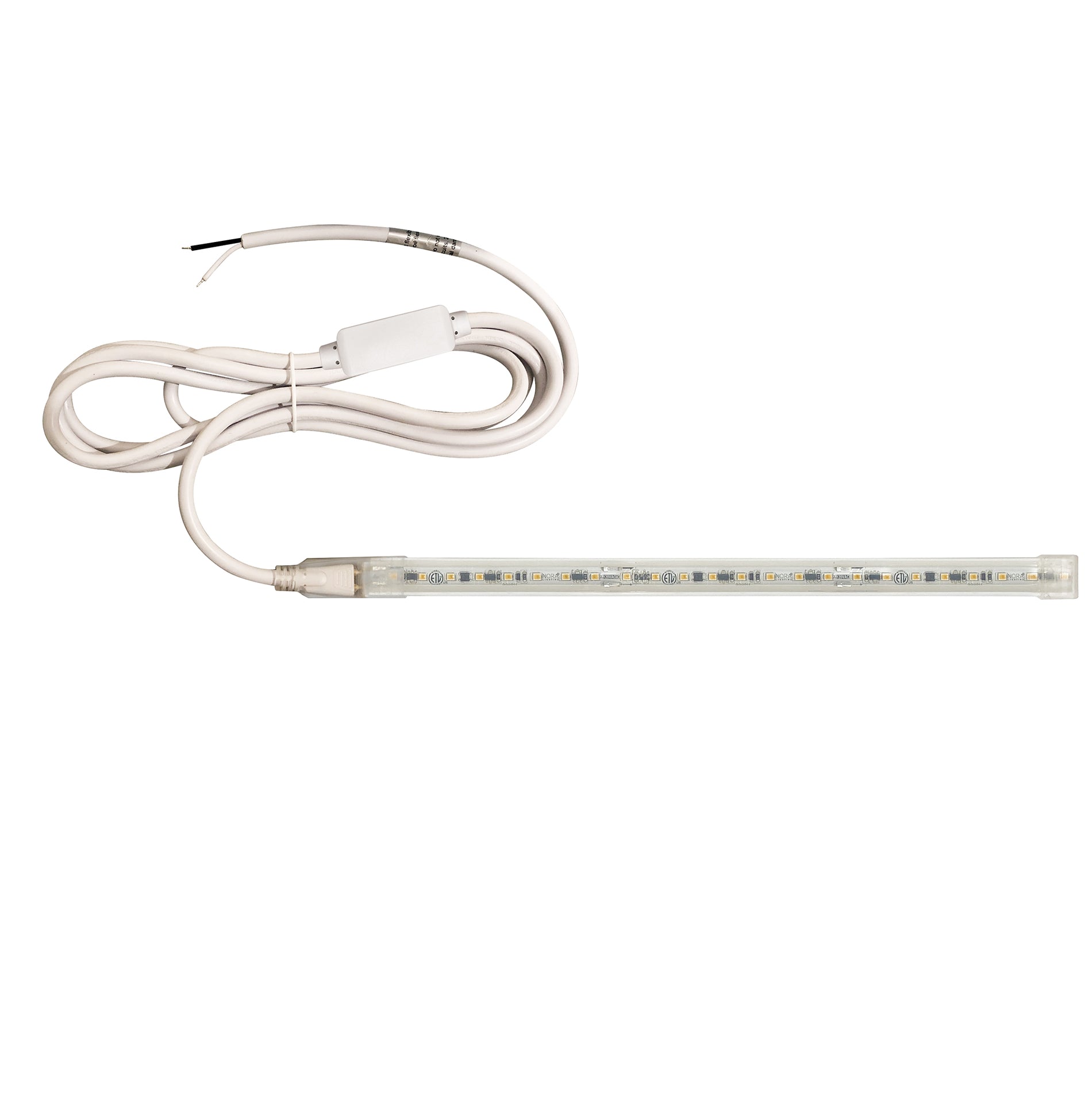 Nora NUTP13-W48-12-927/HWSP Custom Cut 48-ft 120V Continuous LED Tape Light, 330lm / 3.6W per foot, 2700K, w/ Mounting Clips and 8' Hardwired Power Cord w/ Surge Protector