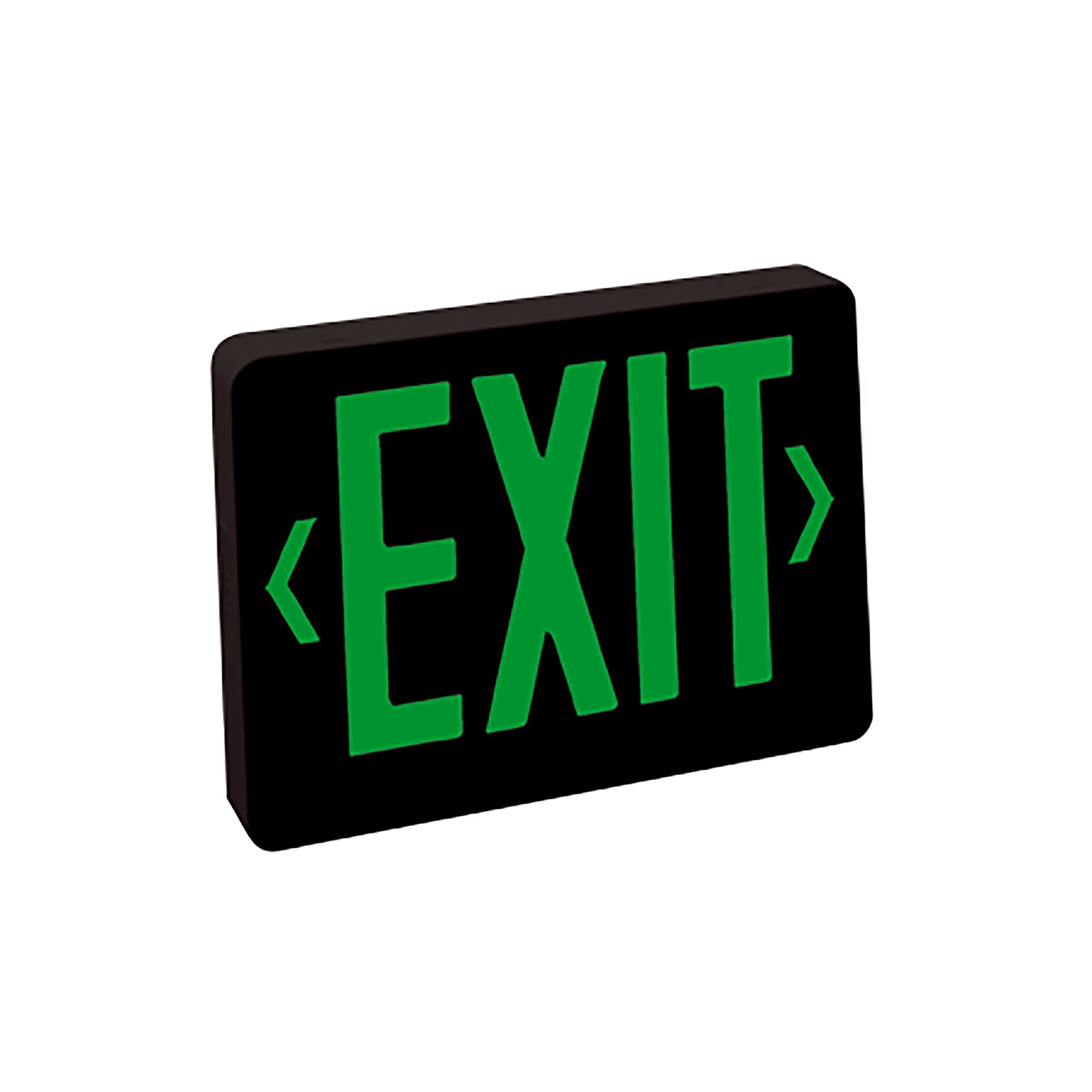 Nora NX-504-LED/BG Thermoplastic LED Exit Sign, Battery Backup, Green Letters / Black Housing, 2 Circuit