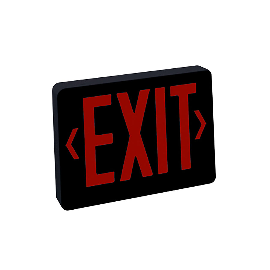 Nora NX-503-LED/BR Thermoplastic LED Exit Sign, Battery Backup, Red Letters / Black Housing, AC