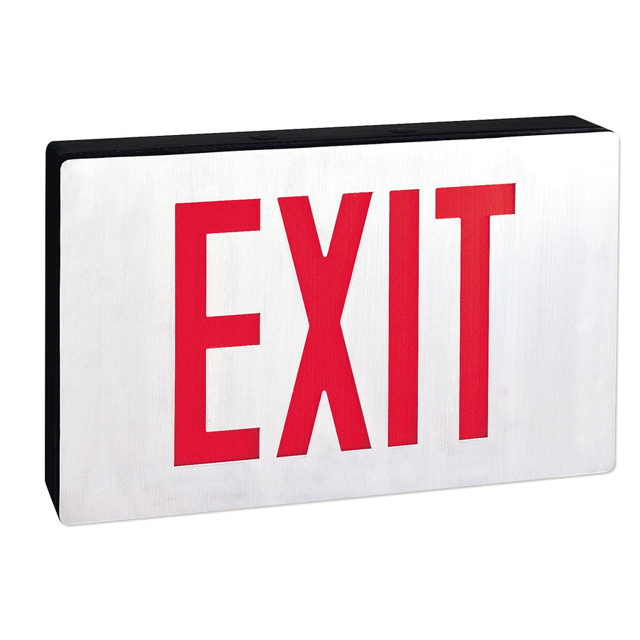Nora NX-606-LED/R/2F Die-Cast LED Exit Sign w/ Battery Backup, Double-Faced Aluminumminum w/ 6 inch Red Letters in Black Housing