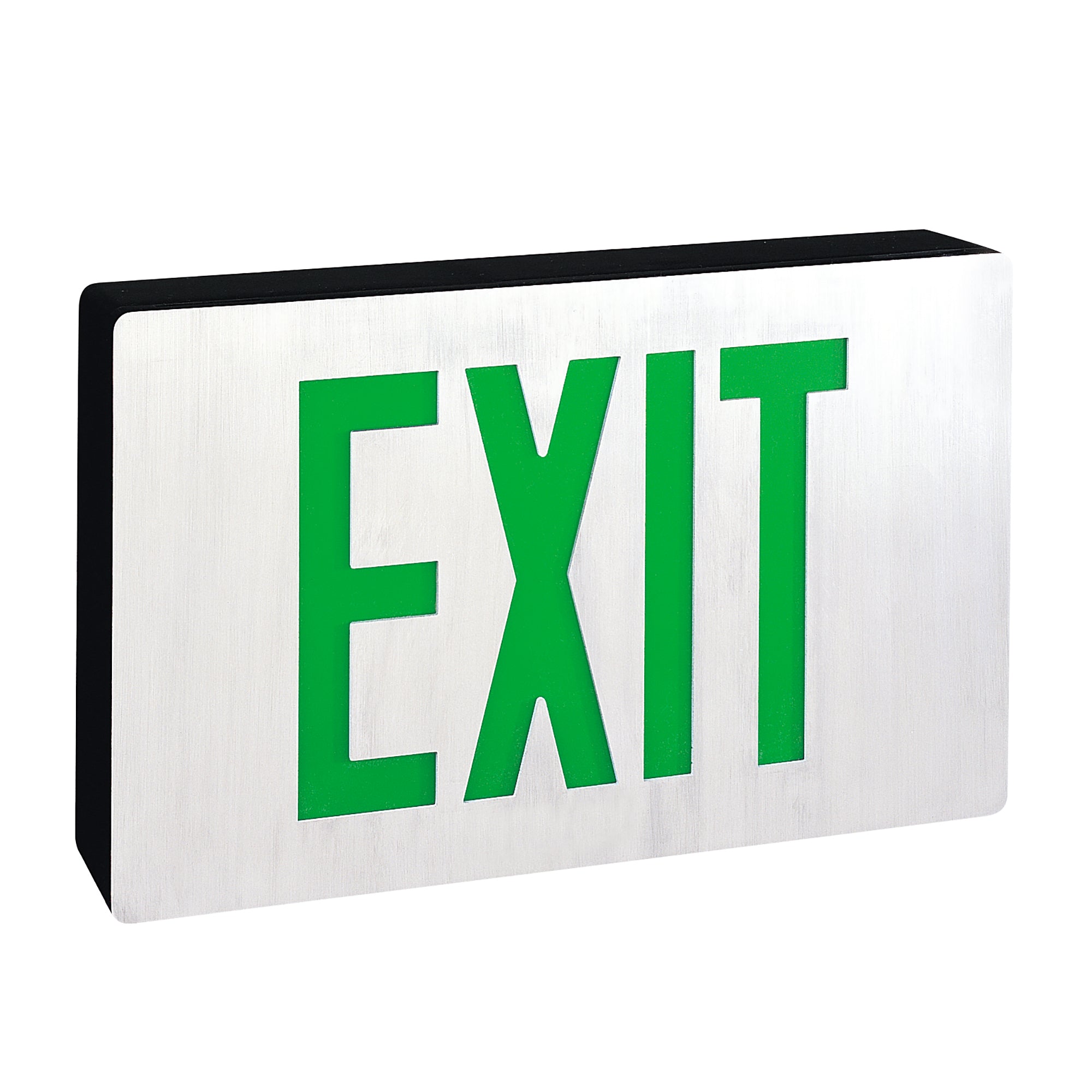Nora NX-616-LED/G/2F Die-Cast LED Self-Diagnostic Exit Sign w/ Battery Backup, Double-Faced Aluminumminum w/ Green Letters in Black Housing