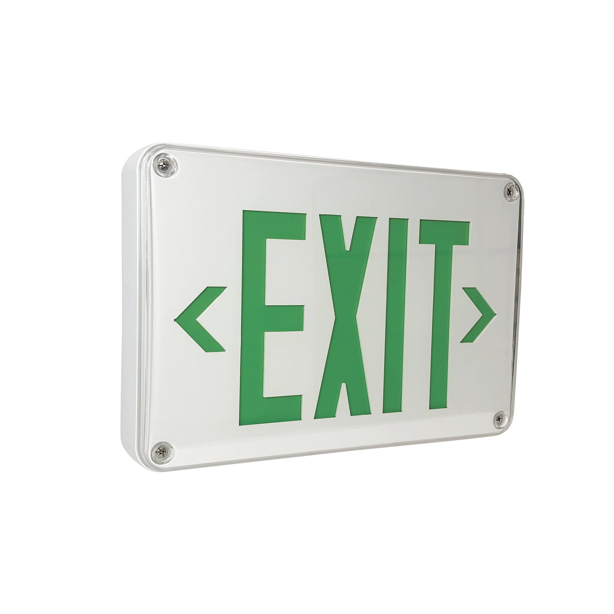 Nora NX-617-LED/G LED Self-Diagnostic Wet Location Exit Sign w/ Battery Backup, White Housing w/ 6 inch Green Letters