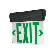 Nora NX-812-LEDG2MB Surface Adjustable LED Edge-Lit Exit Sign, 2 Face, Battery Backup Green/Mirrored Acrylic Black