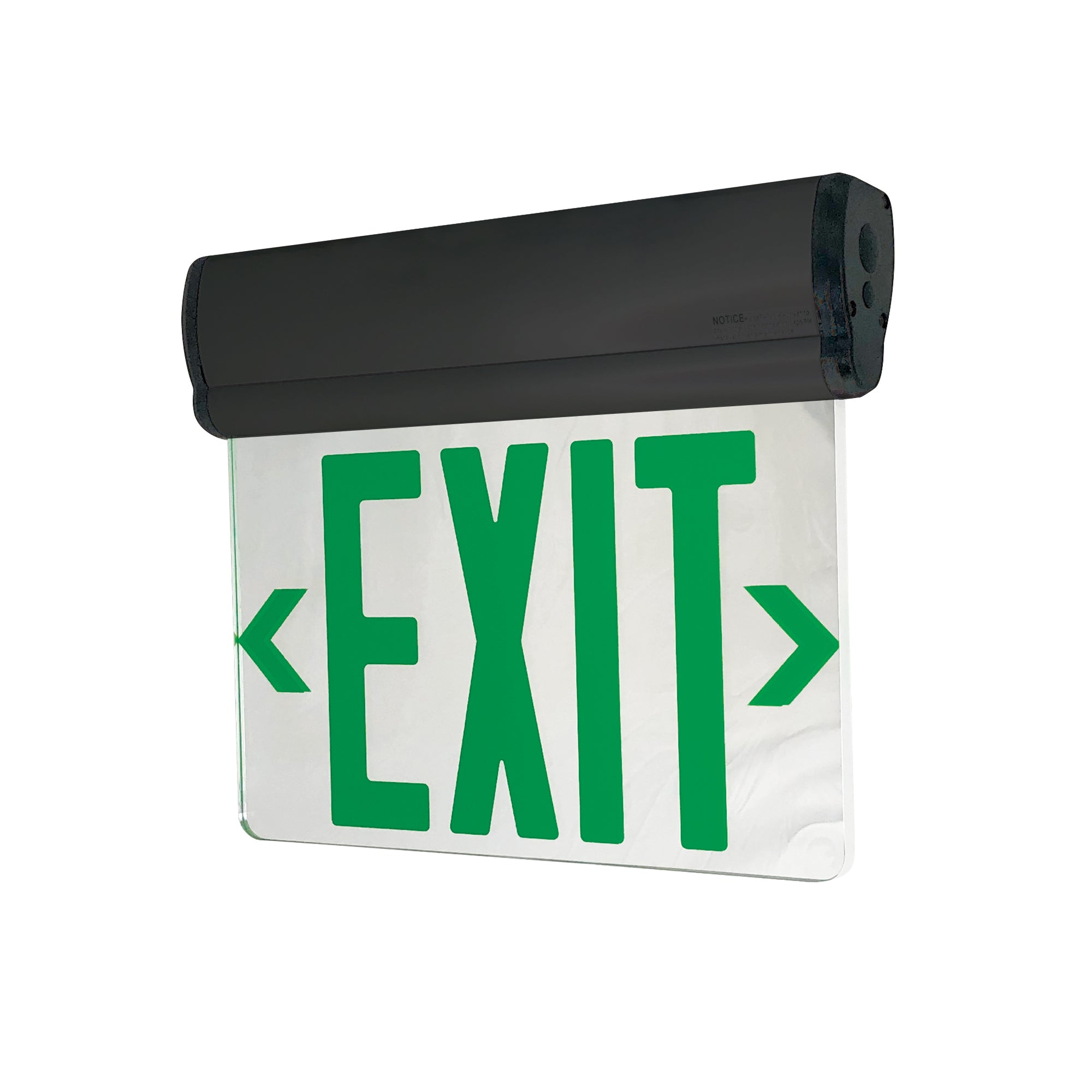 Nora NX-812-LEDG2MB Surface Adjustable LED Edge-Lit Exit Sign, 2 Face, Battery Backup Green/Mirrored Acrylic Black