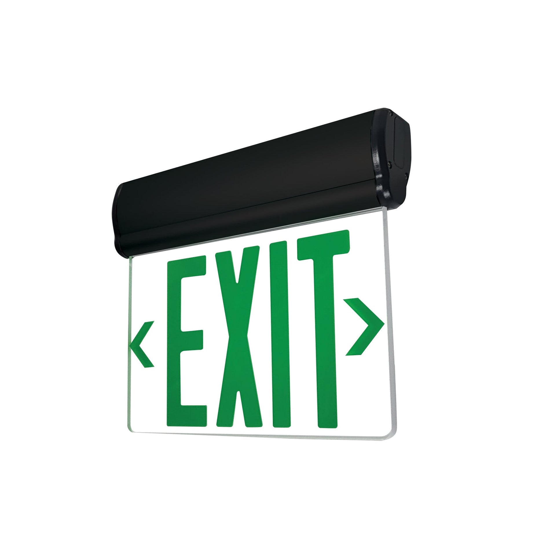 Nora NX-812-LEDGCB Adjustable LED Exit Sign, 1 Face, Battery Backup Green/Clear Black