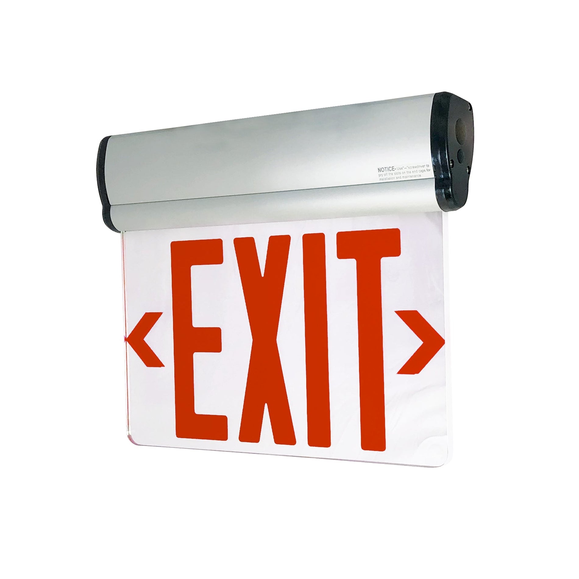 Nora NX-812-LEDR2MA Surface Adjustable LED Edge-Lit Exit Sign, 2 Face, Battery Backup Red/Mirrored Acrylic AluminumM