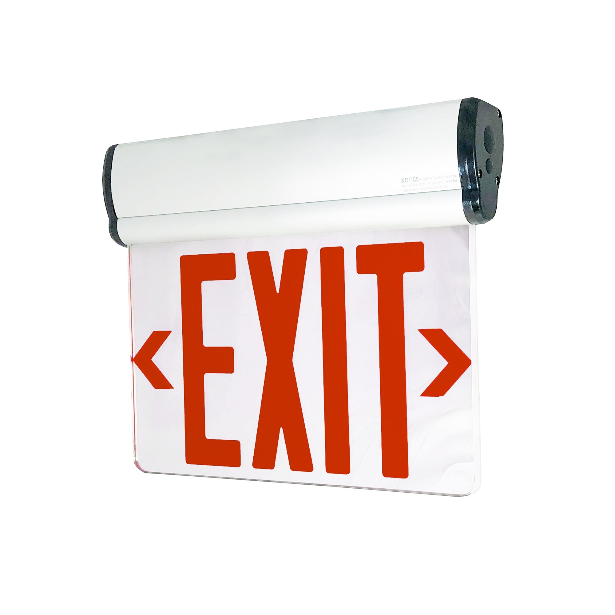 Nora NX-812-LEDR2MW Surface Adjustable LED Edge-Lit Exit Sign, 2 Face, Battery Backup Red/Mirrored Acrylic White