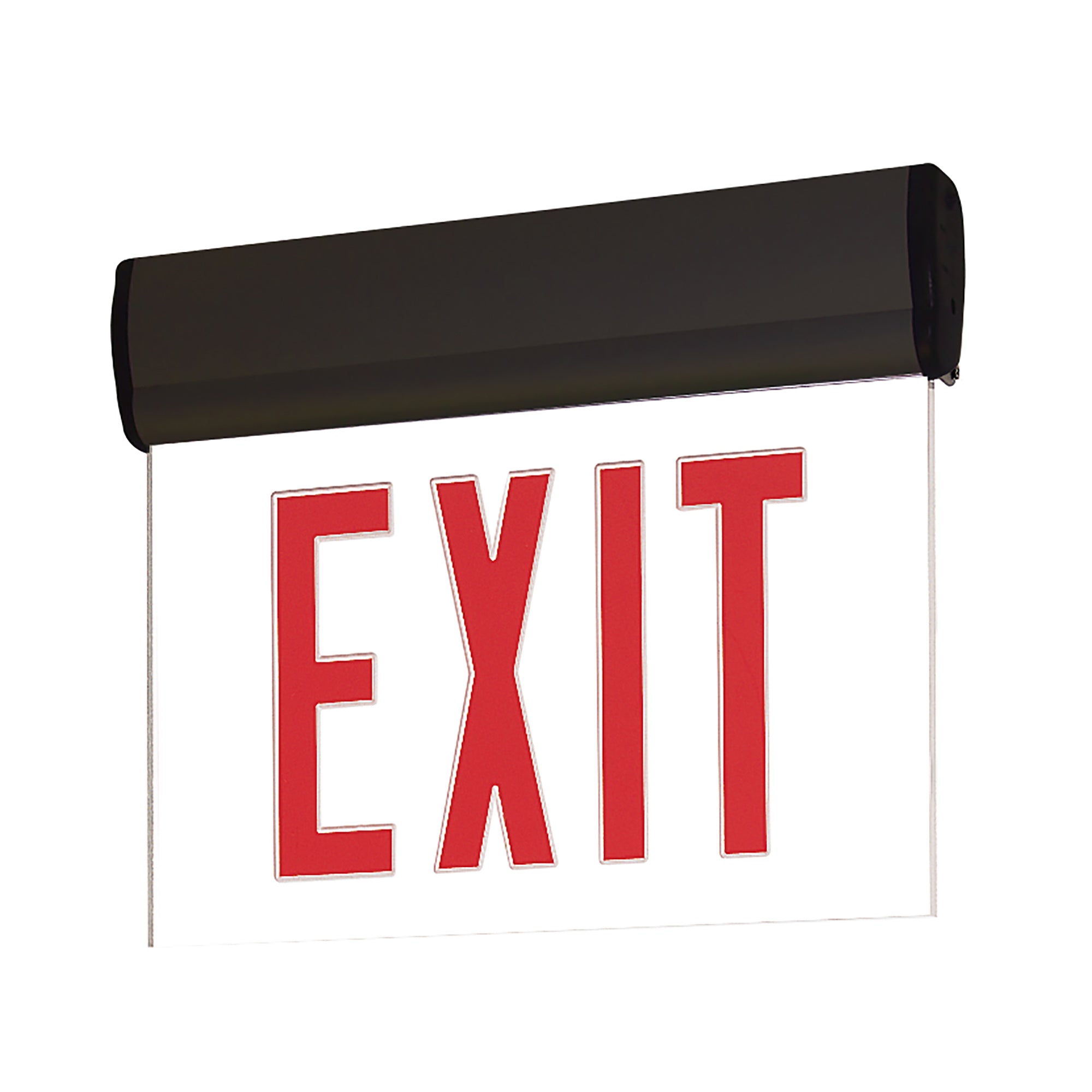 Nora NX-812-LEDRCB Adjustable LED Exit Sign, 1 Face, Battery Backup Red/Clear Black