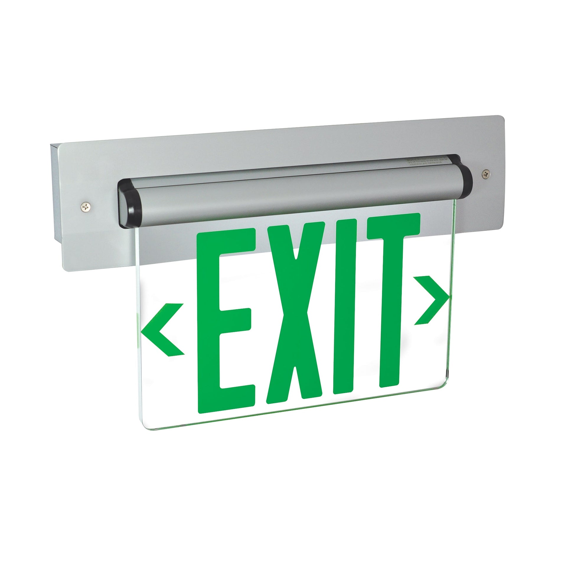 Nora NX-814-LEDGCA Recessed Adjustable LED Exit Sign, 2-Circuit 1F Green/Clear Aluminum