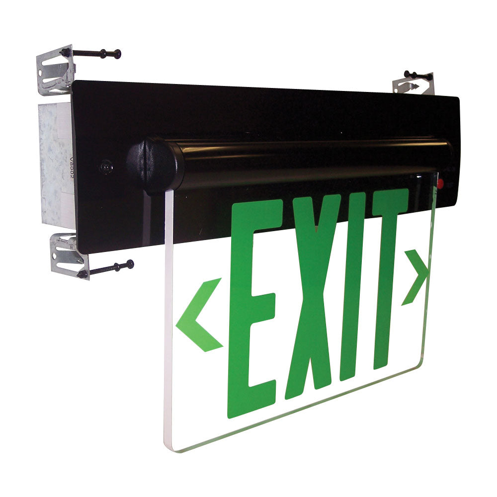 Nora NX-813-LEDGCB LED Exit Sign Recessed Adjustable AC 1F Green/Clear BLA