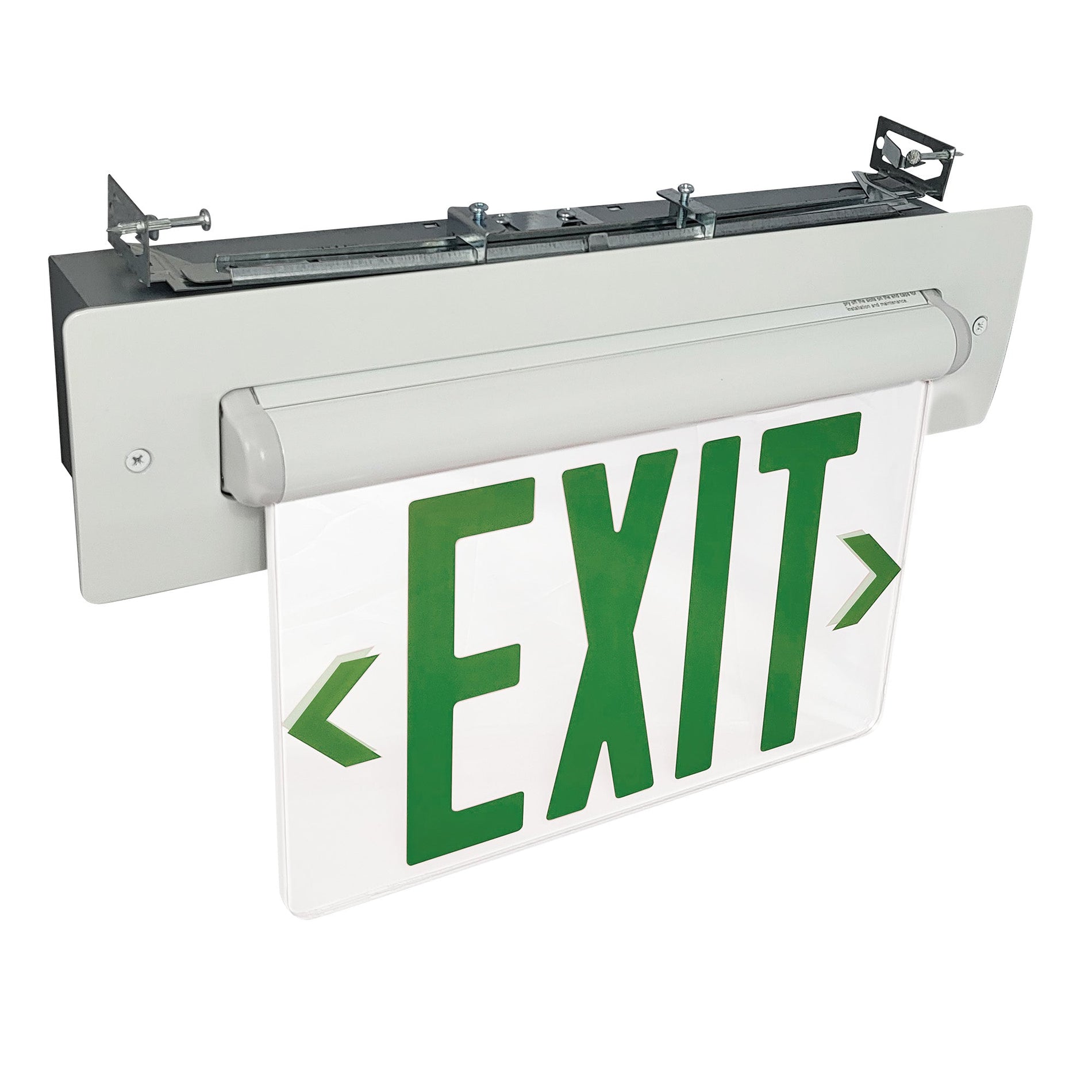 Nora NX-815-LEDGCW LED Exit Sign Adjustable Emergency Battery Backup 1F Green/Clear WH