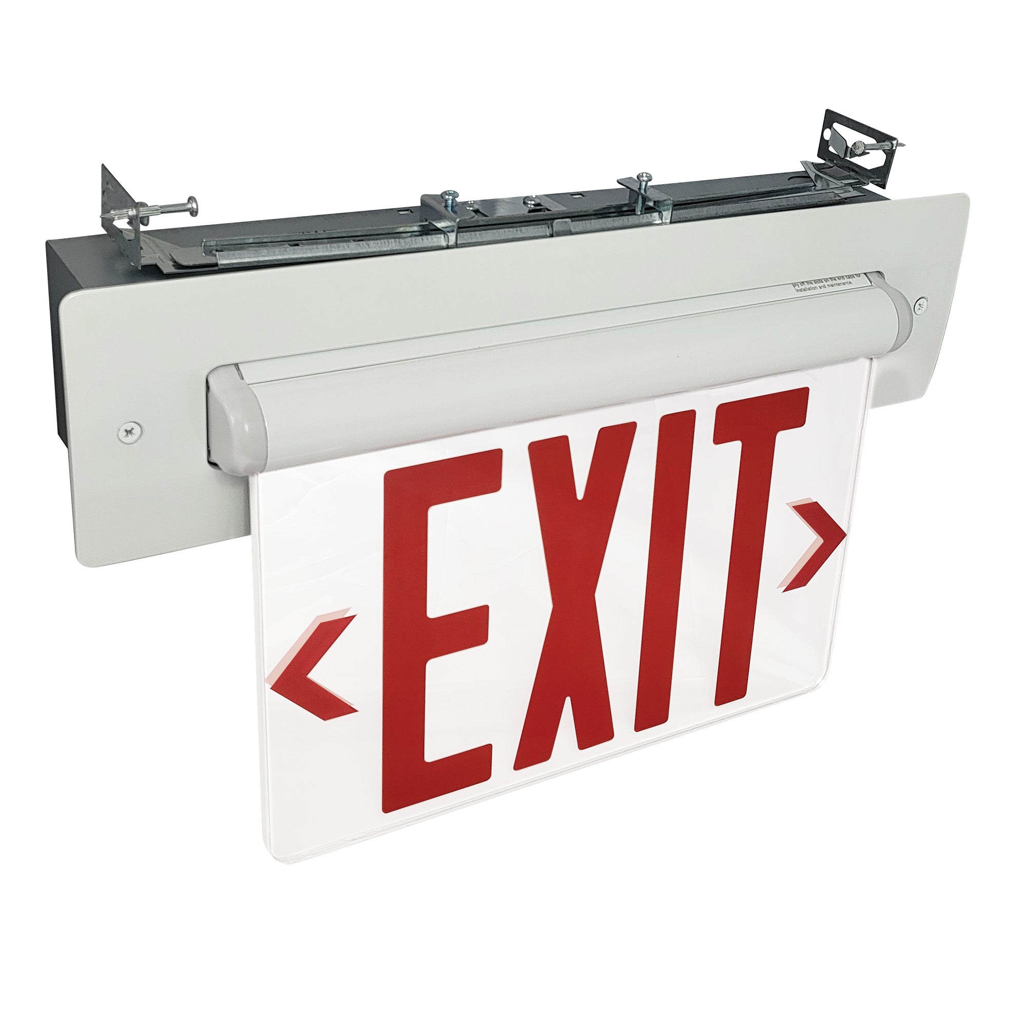 Nora NX-814-LEDRCW Recessed Adjustable LED Exit Sign, 2-Circuit 1F Red/Clear WHI