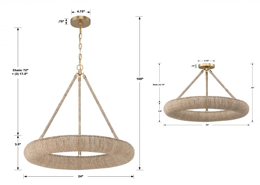 Crystorama OAKLEY OAK-7536-SG Chandelier Contemporary - Soft Gold