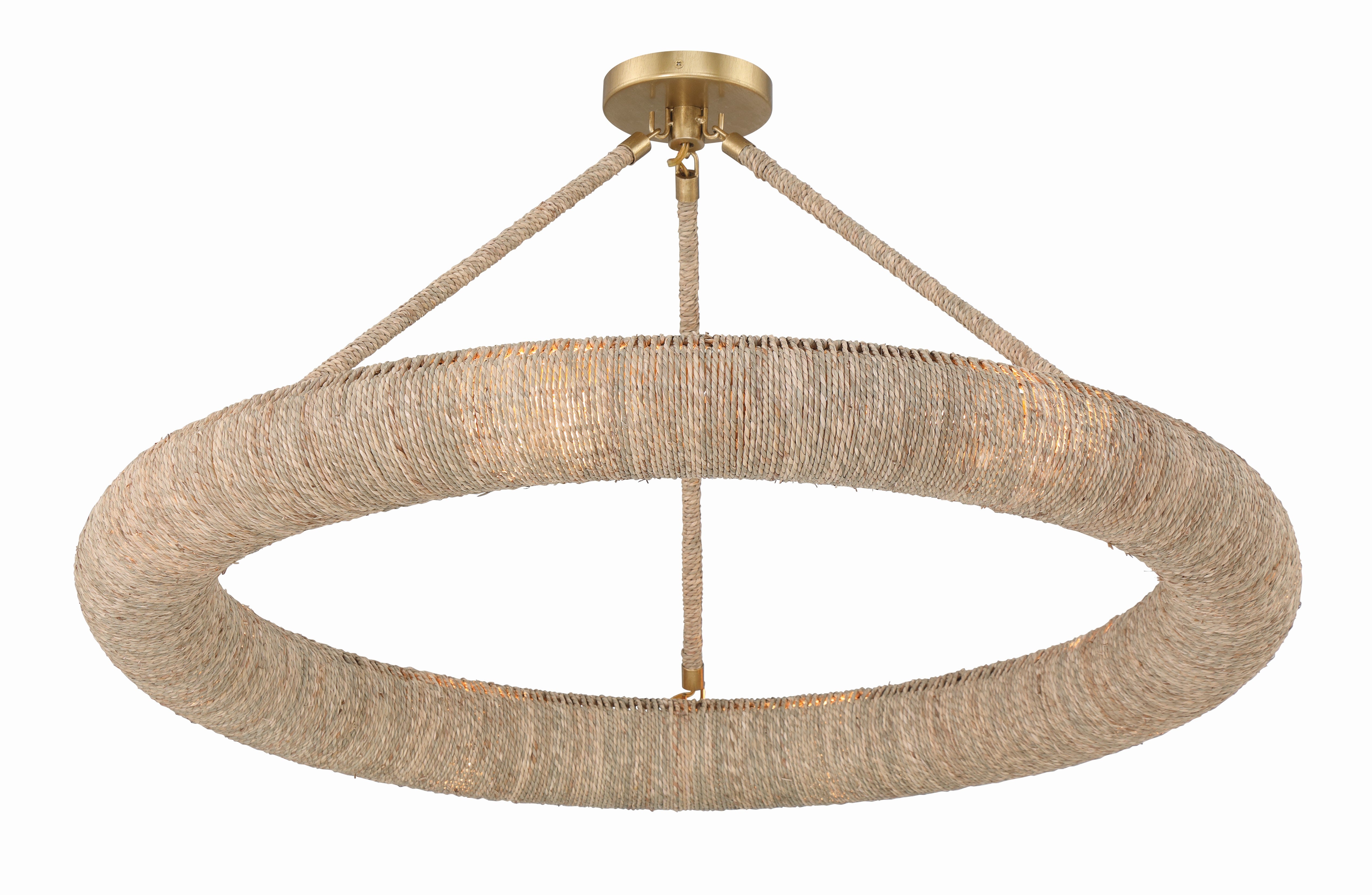 Crystorama Oakley OAK-7538-SG_CEILING – 32 Inch – Semi Flush Mount Light – Soft Gold – Dry Rated