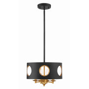 Crystorama Odelle ODE-700-BK-GA – 14 Inch – 4 Light – Chandelier – Black + Antique Gold – Dry Rated