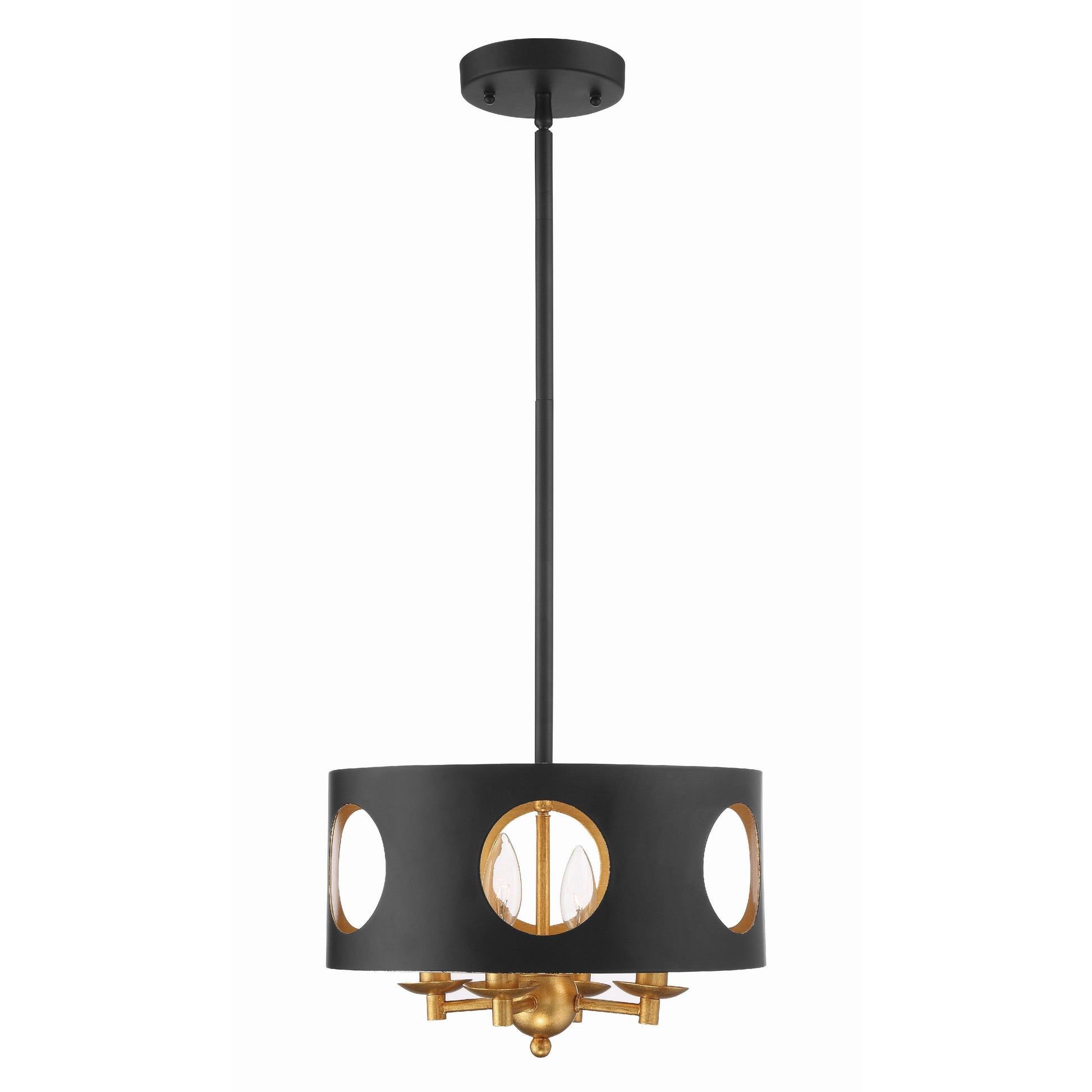 Crystorama Odelle ODE-700-BK-GA – 14 Inch – 4 Light – Chandelier – Black + Antique Gold – Dry Rated