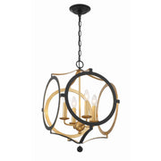 Crystorama Odelle ODE-704-BK-GA – 20 Inch – 4 Light – Chandelier – Black + Antique Gold – Dry Rated