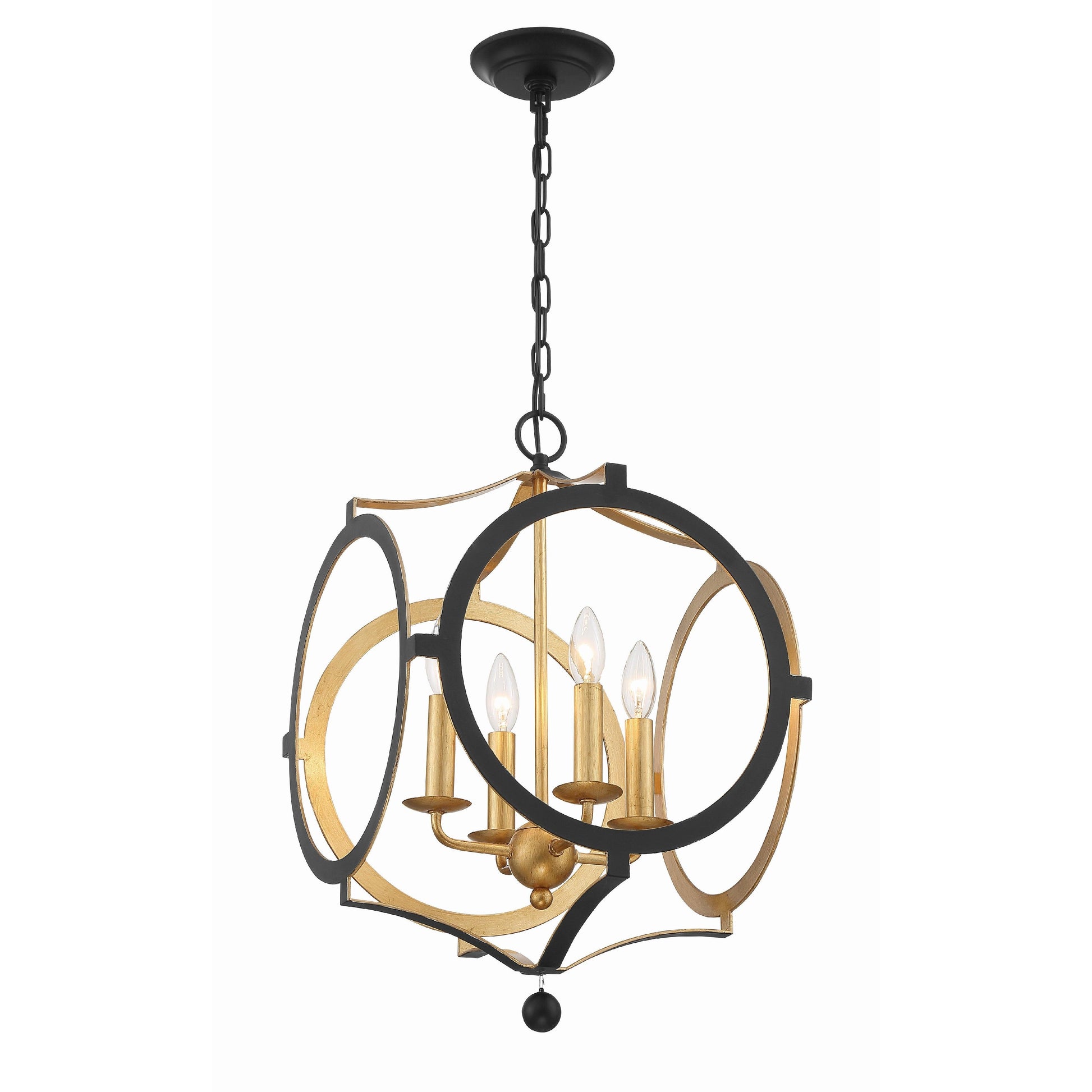 Crystorama Odelle ODE-704-BK-GA – 20 Inch – 4 Light – Chandelier – Black + Antique Gold – Dry Rated