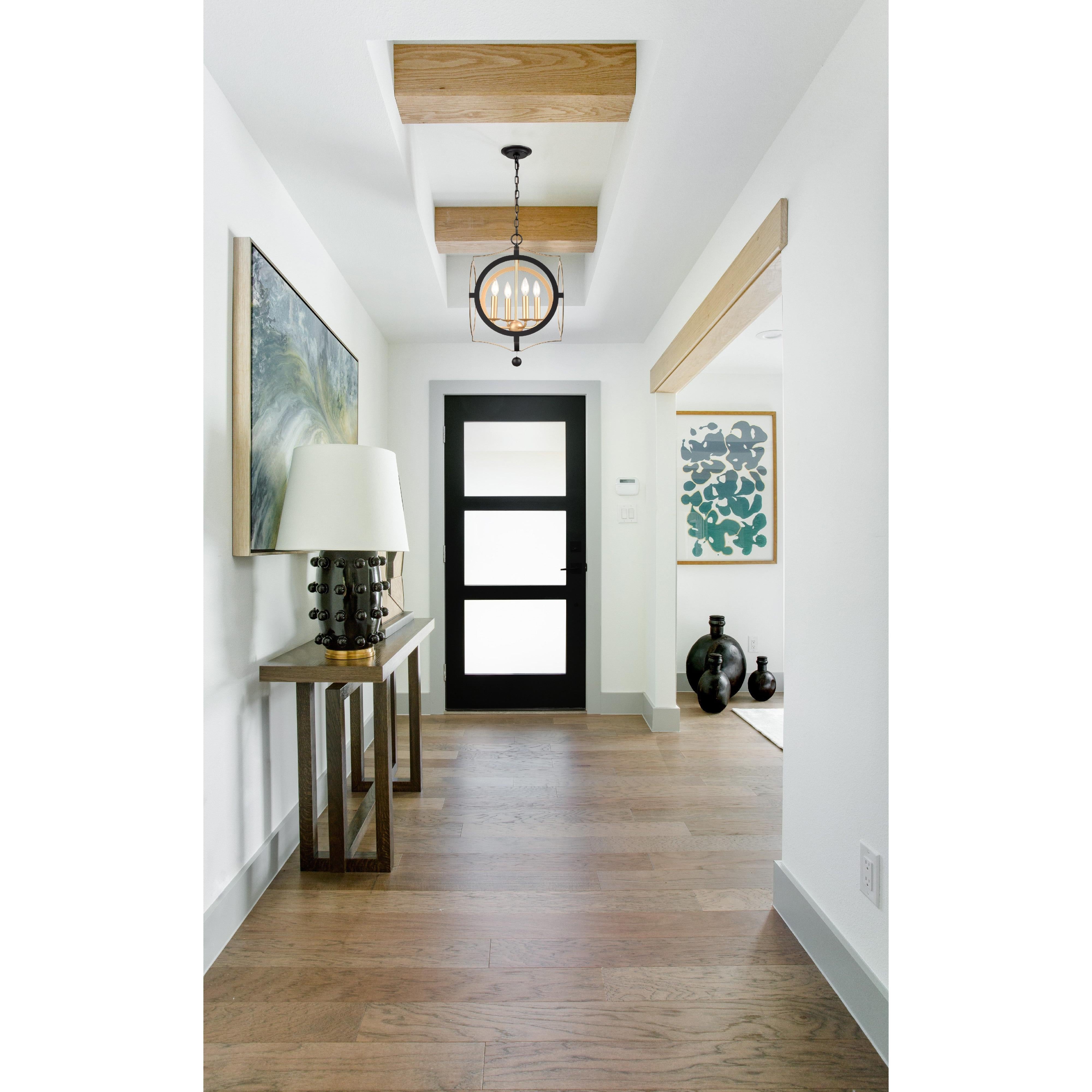 Crystorama Odelle ODE-704-BK-GA – 20 Inch – 4 Light – Chandelier – Black + Antique Gold – Dry Rated