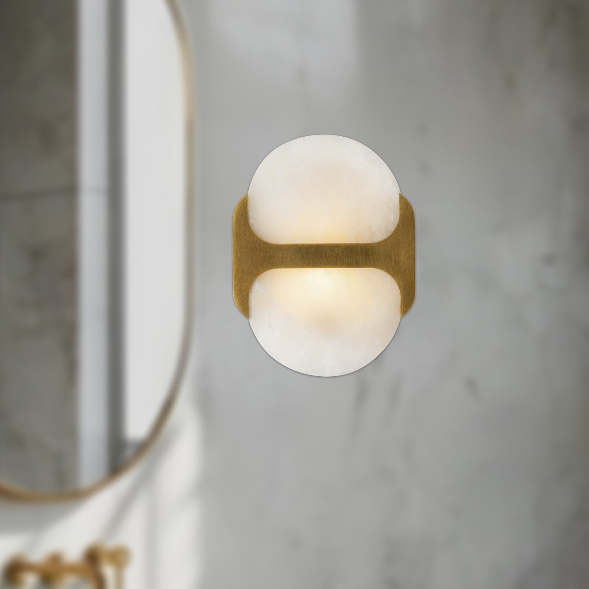 Odin 9-in Vintage Brass/Alabaster Socket Wall Vanity