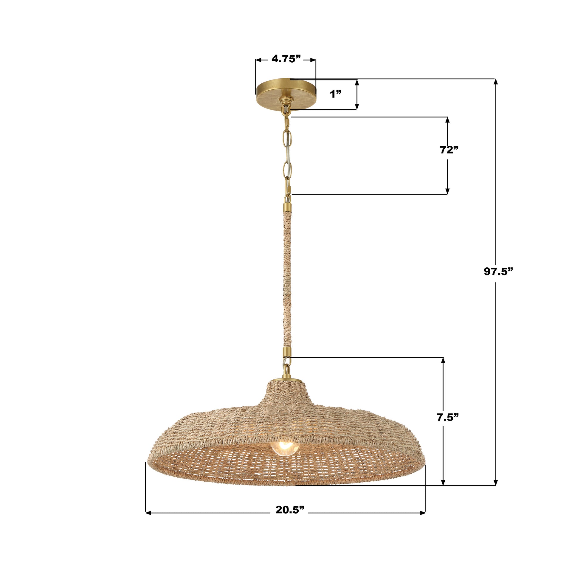 Crystorama Odessa ODS-7801-SG – 20.5 Inch – 1 Light – Pendant Light – Soft Gold – Dry Rated