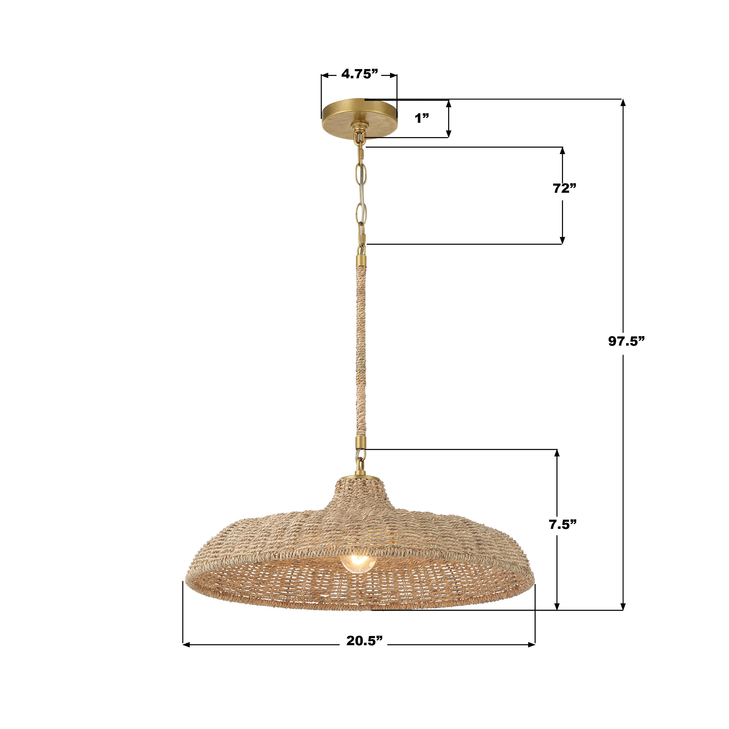 Crystorama Odessa ODS-7801-SG – 20.5 Inch – 1 Light – Pendant Light – Soft Gold – Dry Rated