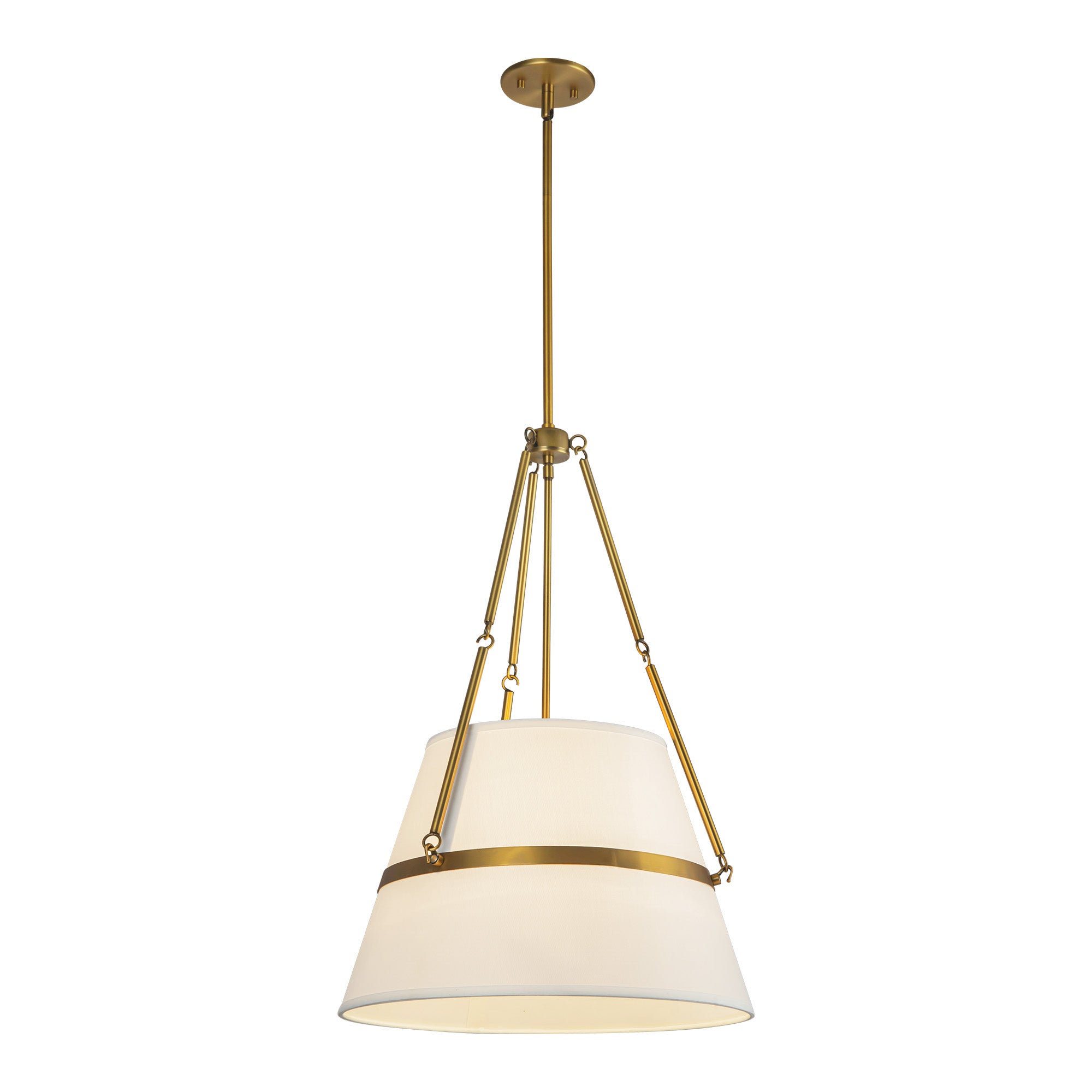 Oliver 18-in Aged Gold/White Linen 1 Light Pendant