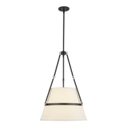 Oliver 18-in Matte Black/White Linen 1 Light Pendant