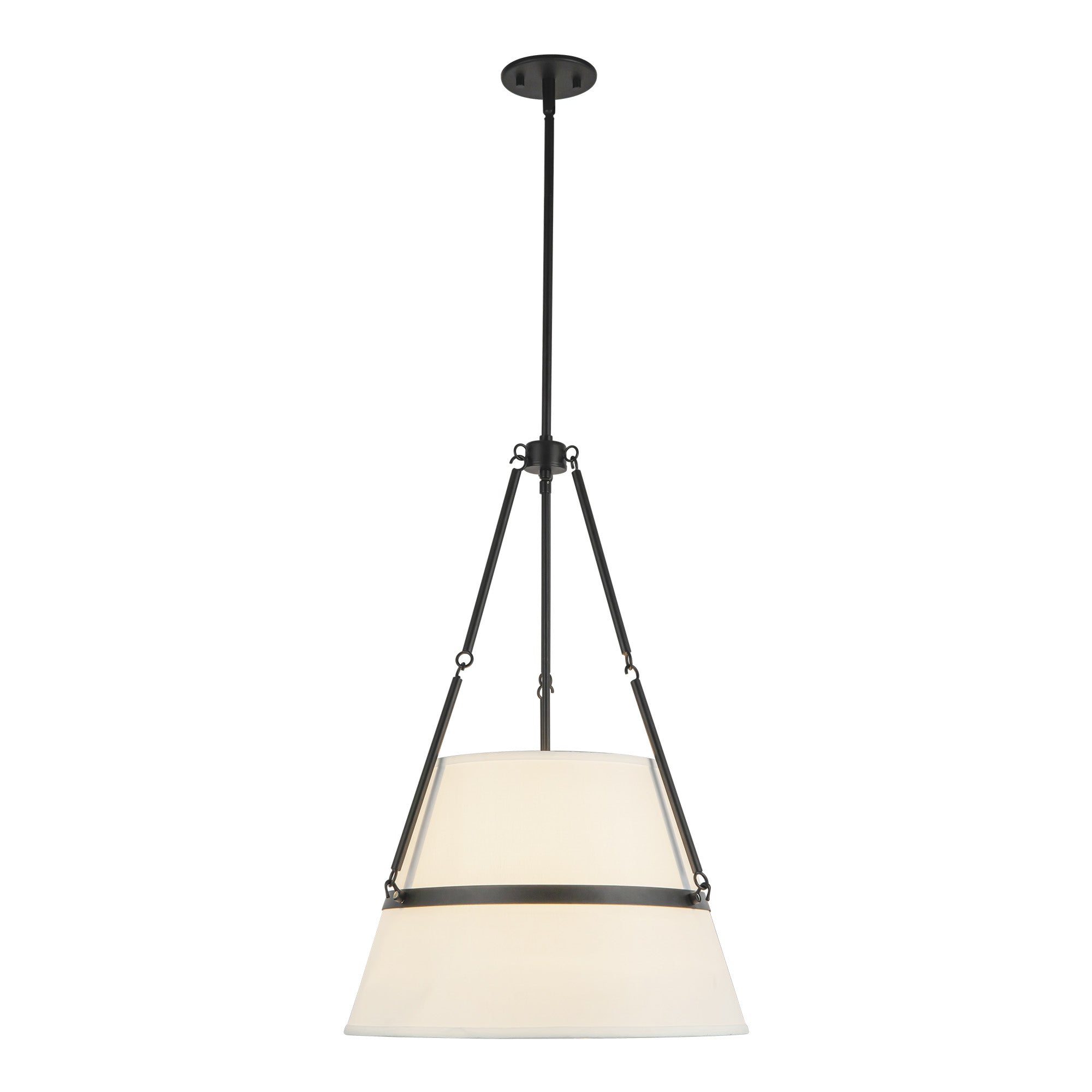 Oliver 18-in Matte Black/White Linen 1 Light Pendant