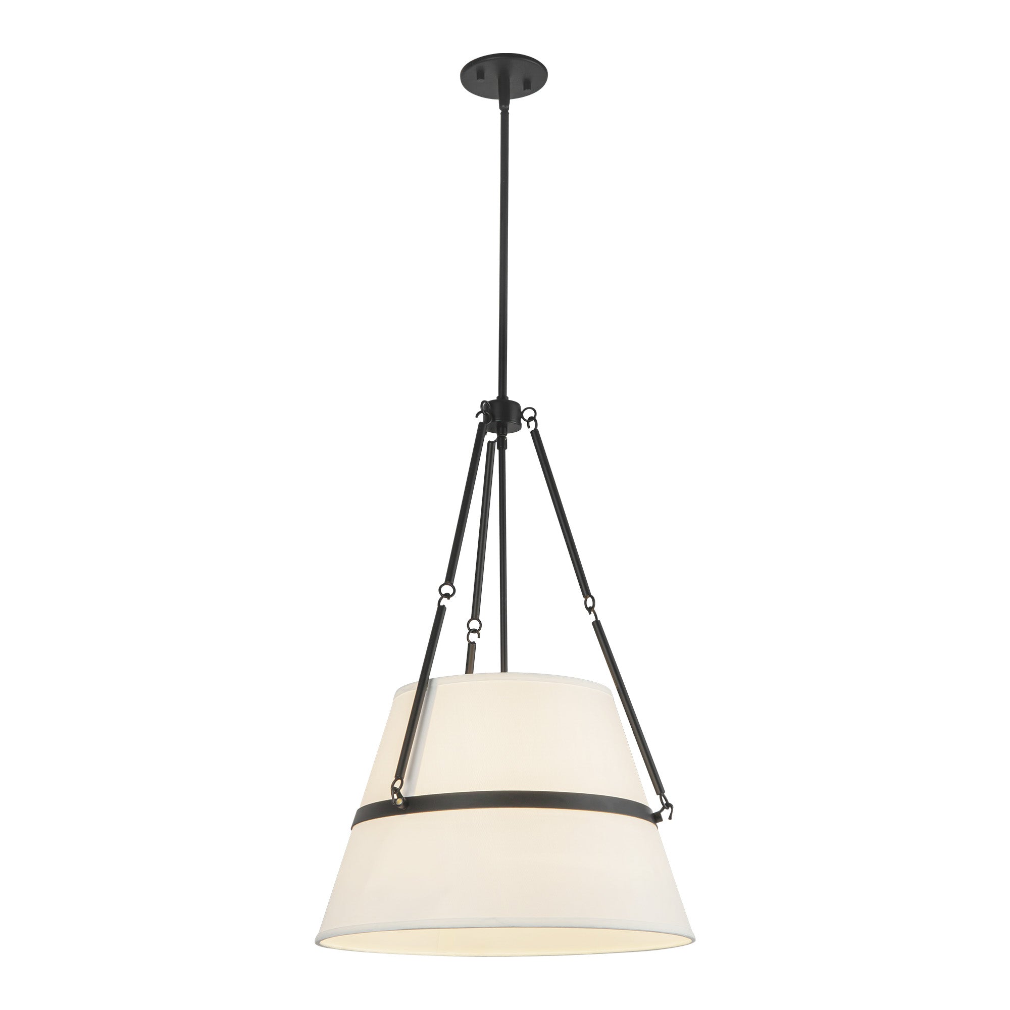 Oliver 18-in Matte Black/White Linen 1 Light Pendant