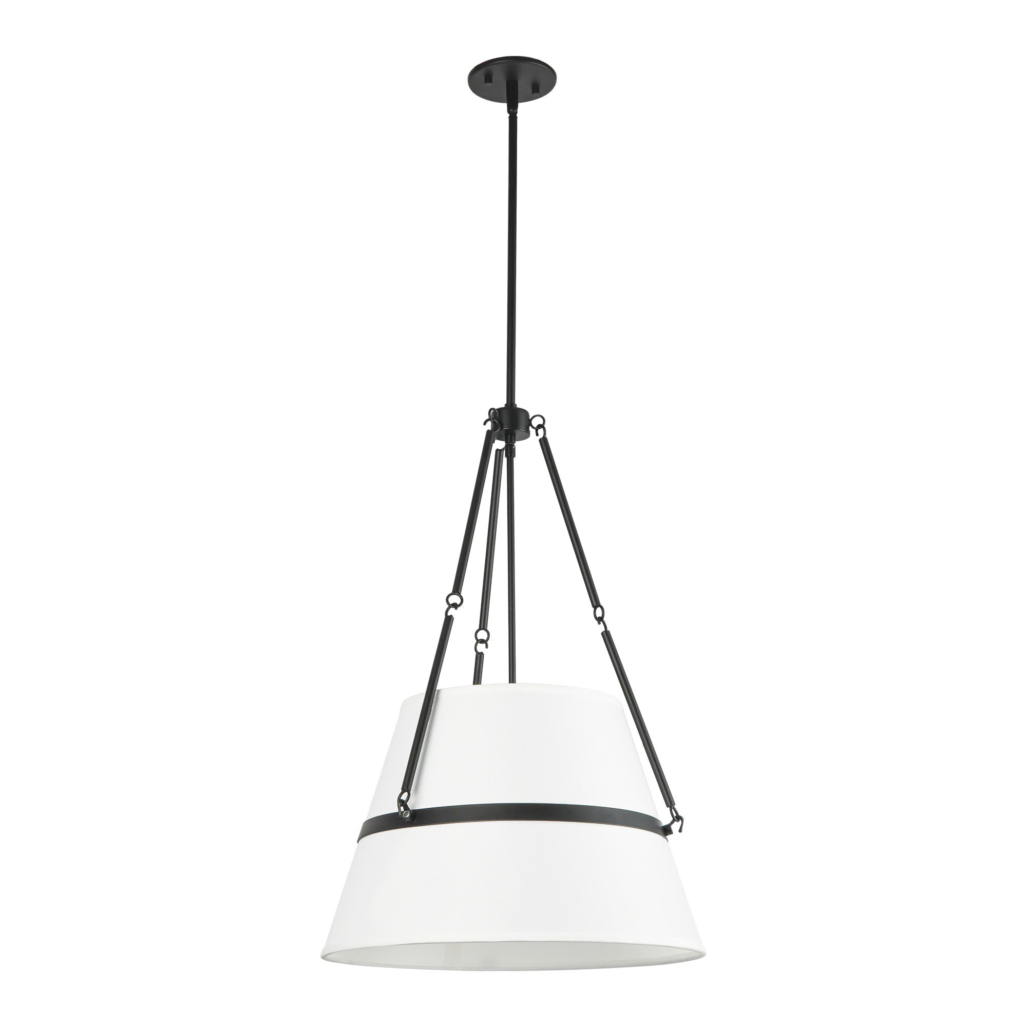Oliver 18-in Matte Black/White Linen 1 Light Pendant