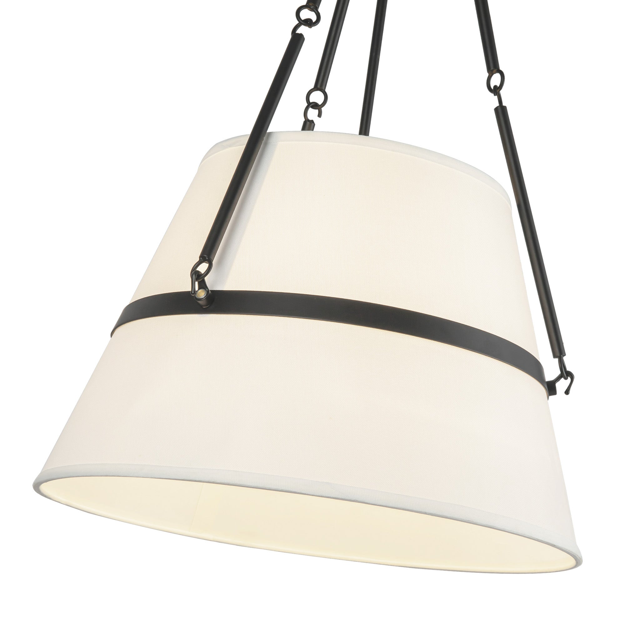 Oliver 18-in Matte Black/White Linen 1 Light Pendant