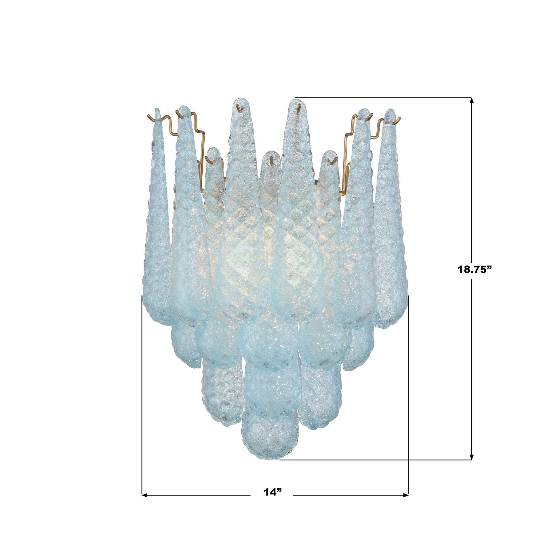 Crystorama Ollie OLL-6002-AG-BL – 14 Inch – 2 Light – Sconce – Aged Brass – Damp Rated