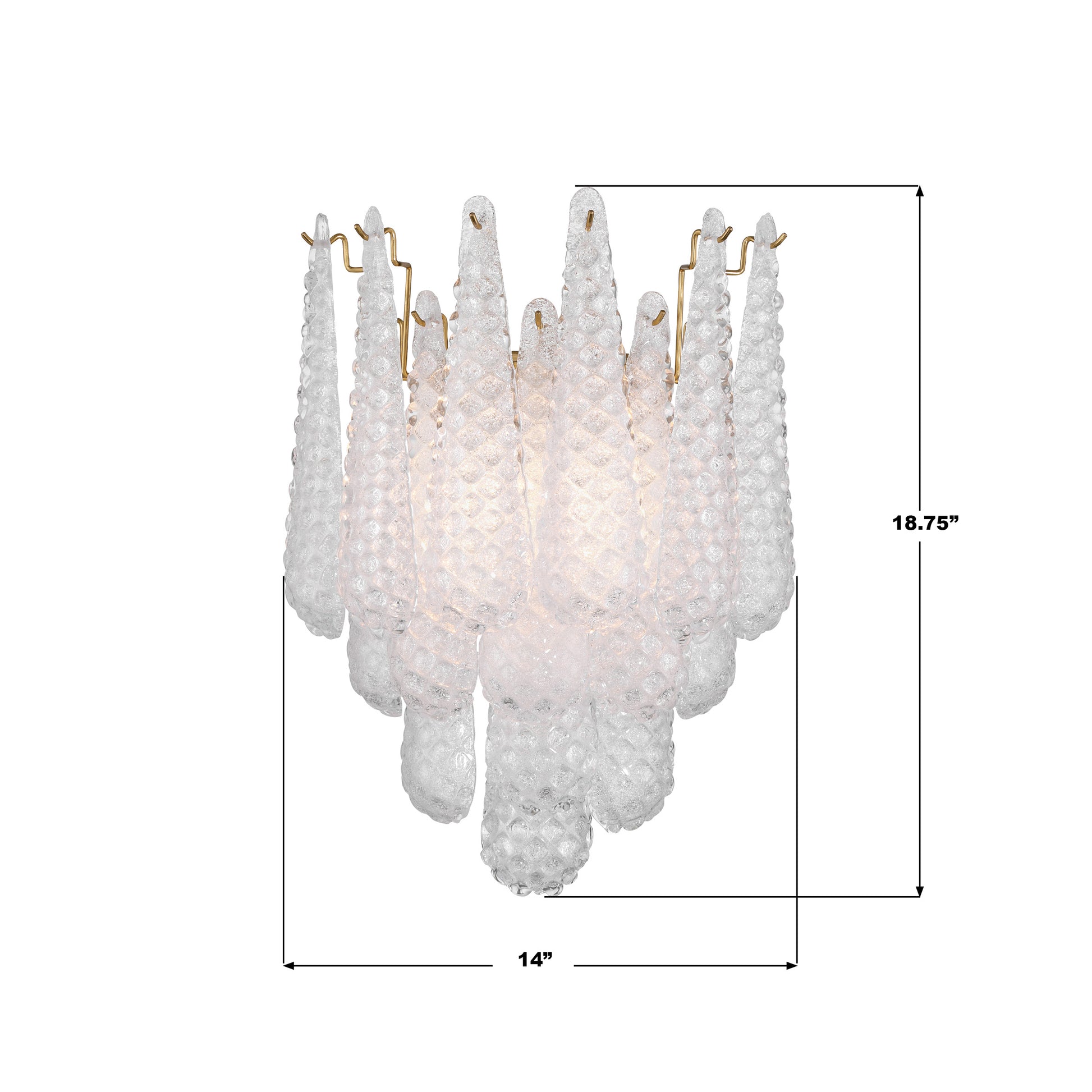 Crystorama Ollie OLL-6002-AG-CL – 14 Inch – 2 Light – Sconce – Aged Brass – Damp Rated