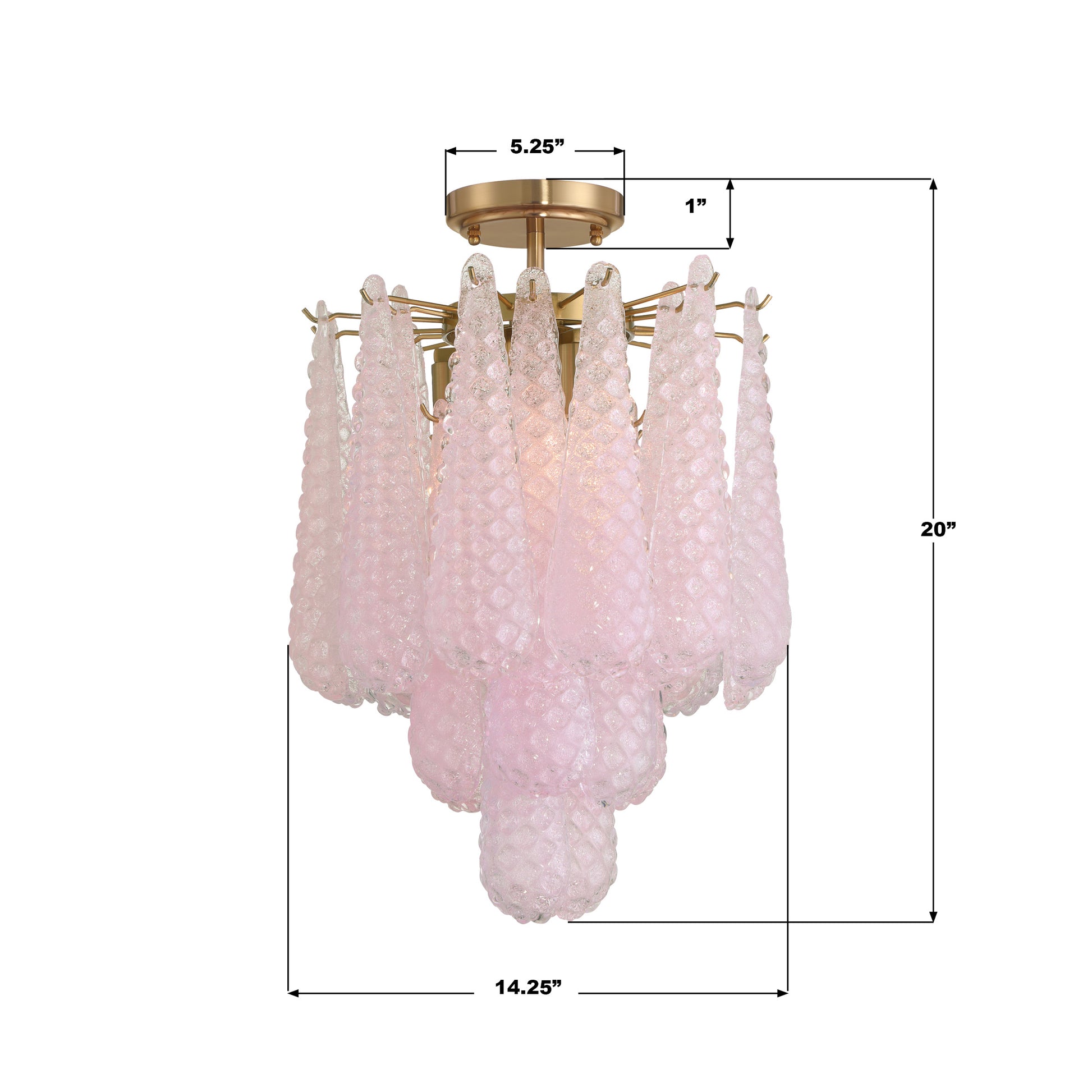 Crystorama Ollie OLL-6004-AG-BH_CEILING – 14.25 Inch – 4 Light – Semi Flush Mount Light – Aged Brass – Dry Rated