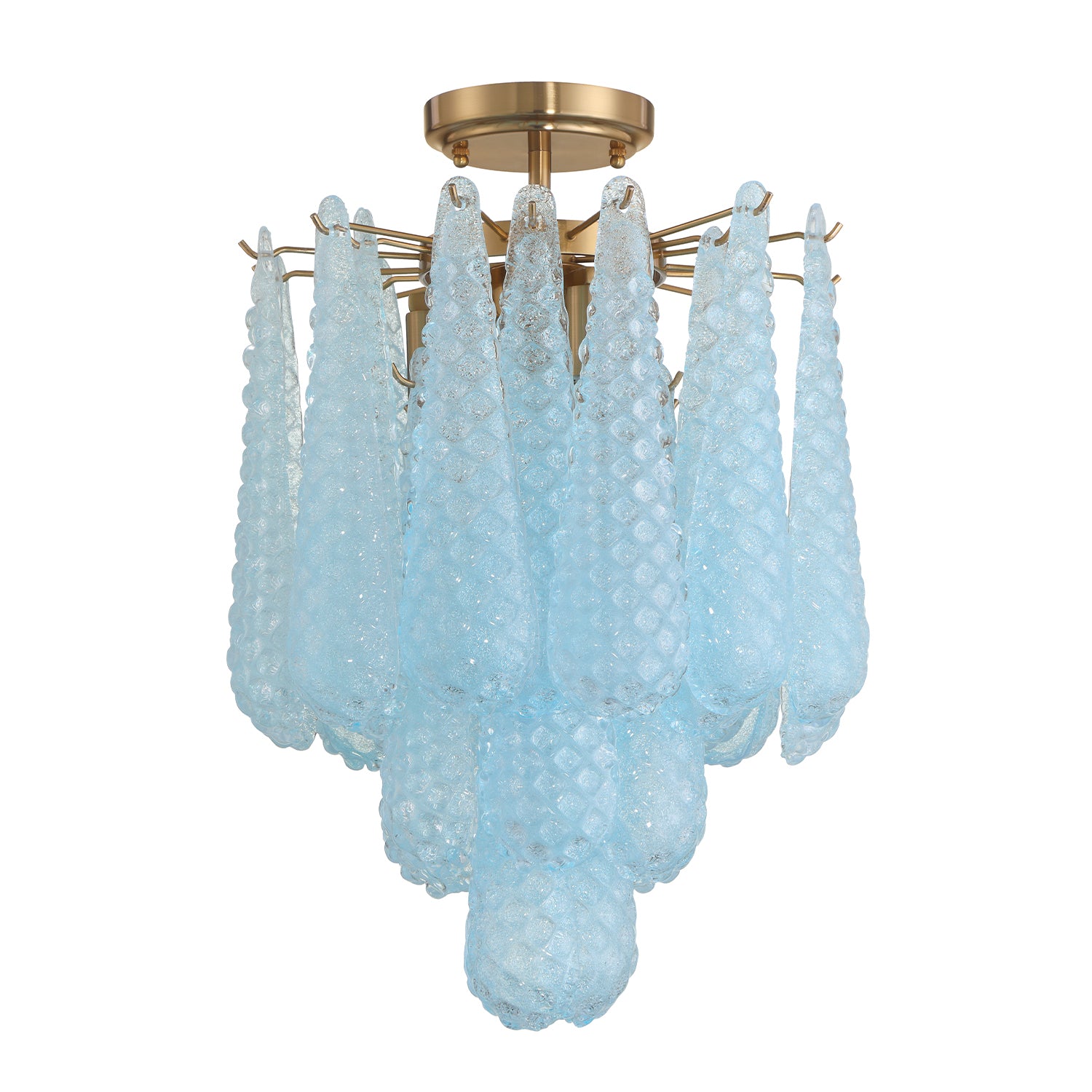 Crystorama Ollie OLL-6004-AG-BL_CEILING – 14.25 Inch – 4 Light – Semi Flush Mount Light – Aged Brass – Dry Rated