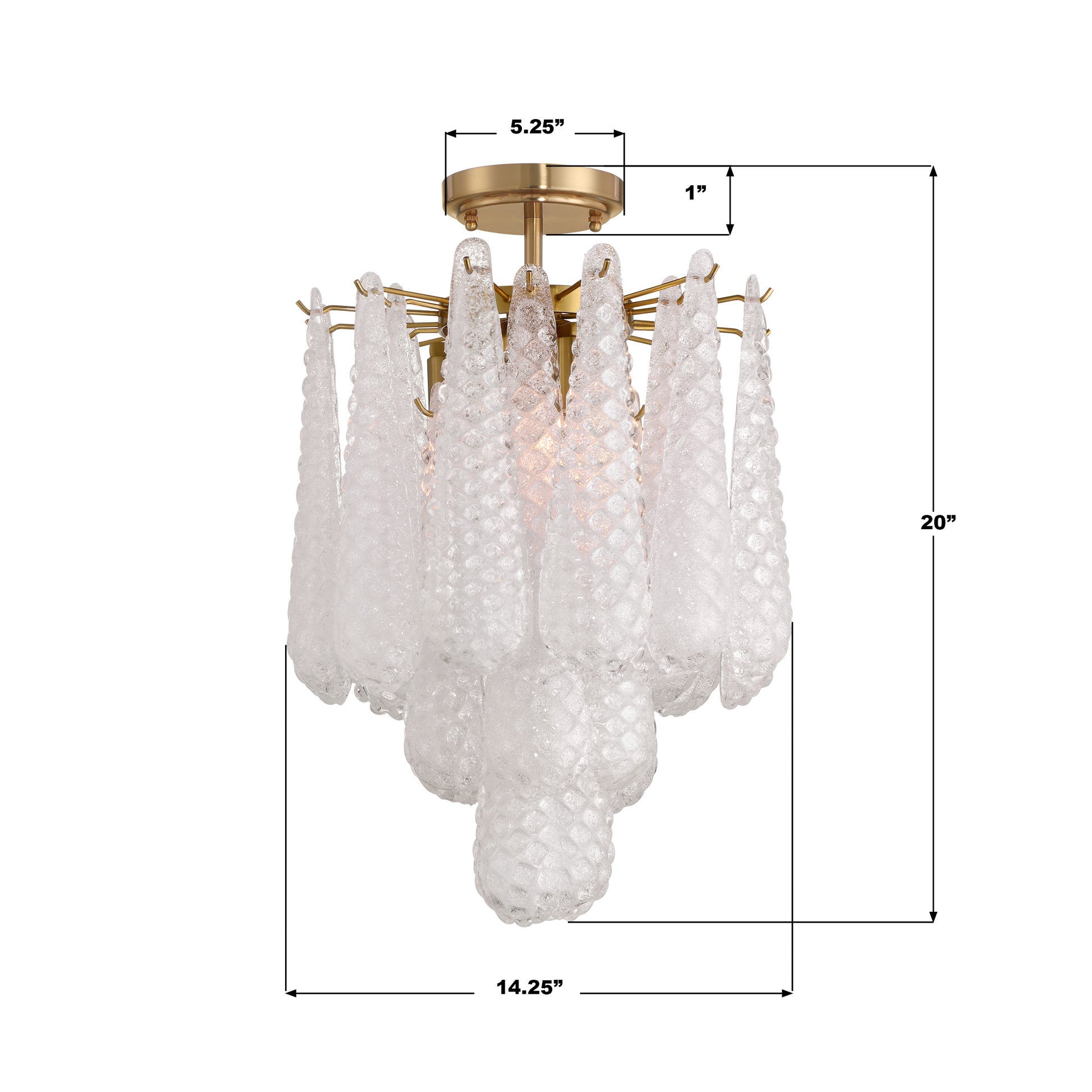 Crystorama Ollie OLL-6004-AG-CL_CEILING – 14.25 Inch – 4 Light – Semi Flush Mount Light – Aged Brass – Dry Rated