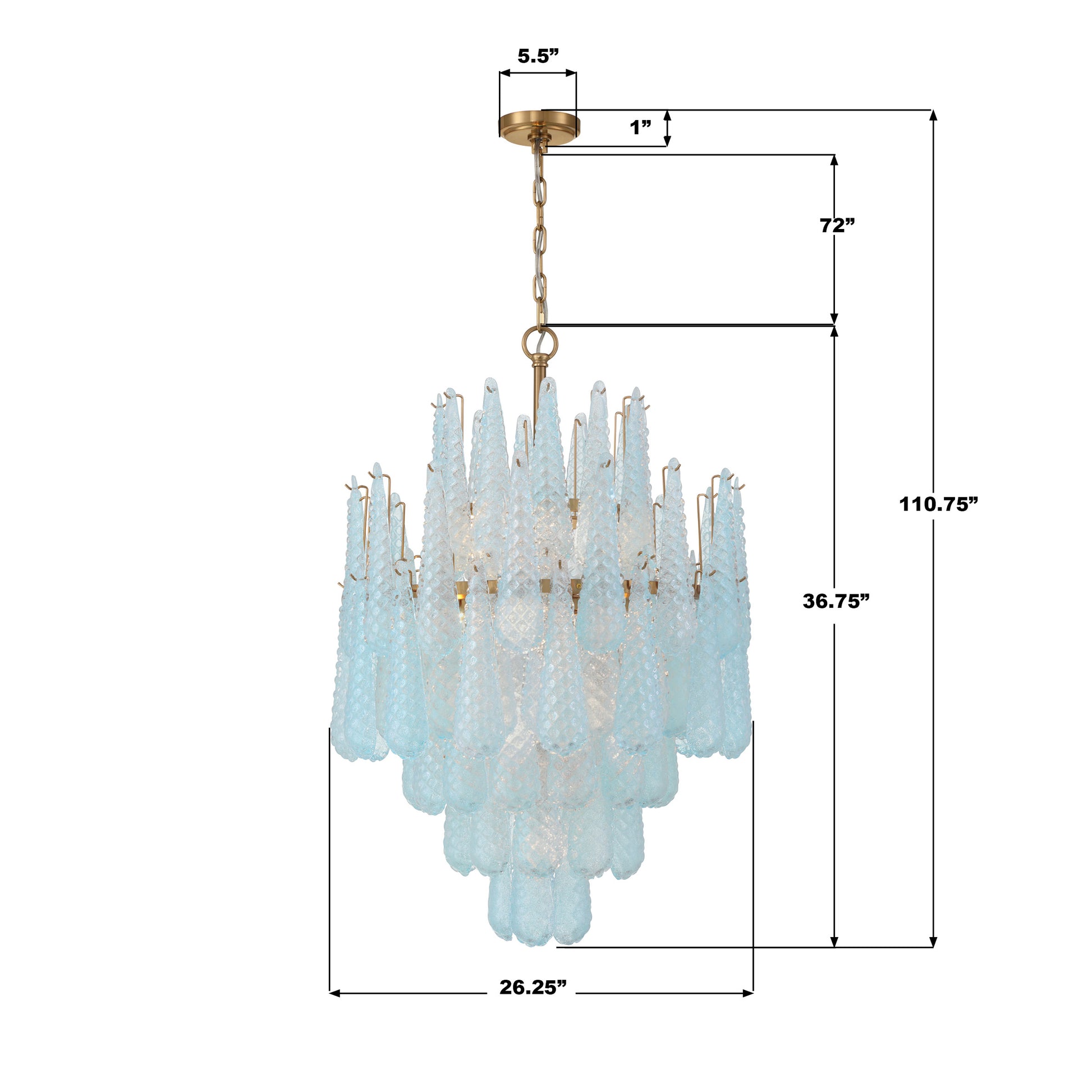 Crystorama Ollie OLL-6006-AG-BL – 26.25 Inch – 16 Light – Chandelier – Aged Brass – Dry Rated